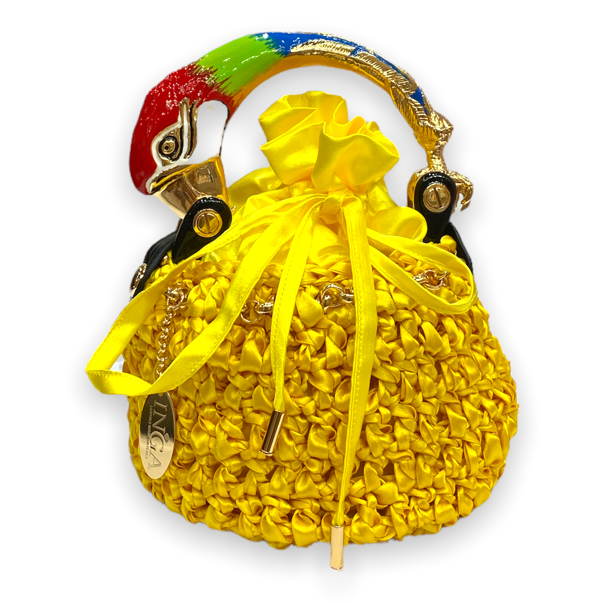 Bucket with Handle Ornated with Parrot Made in Italy