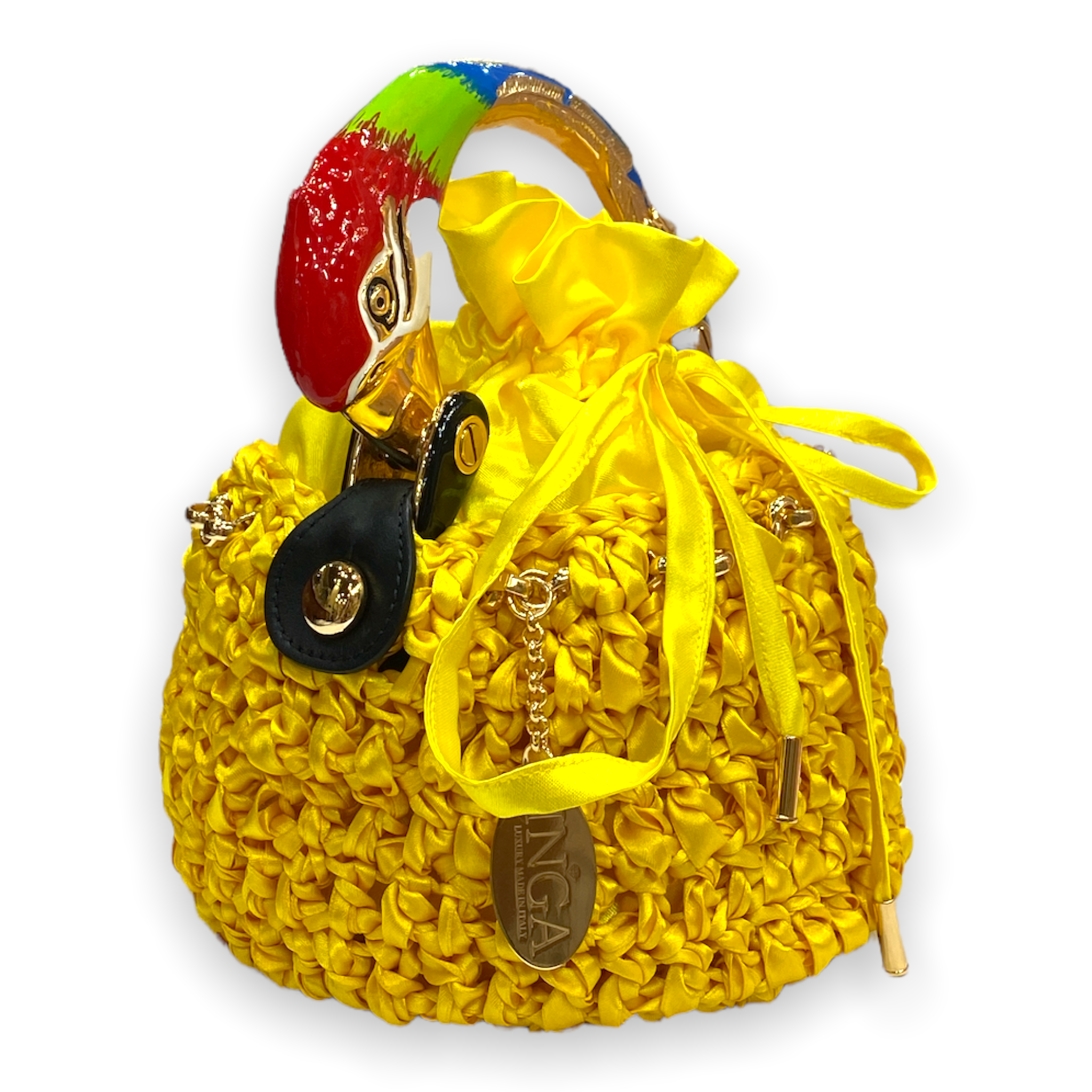 Bucket with Handle Ornated with Parrot Made in Italy