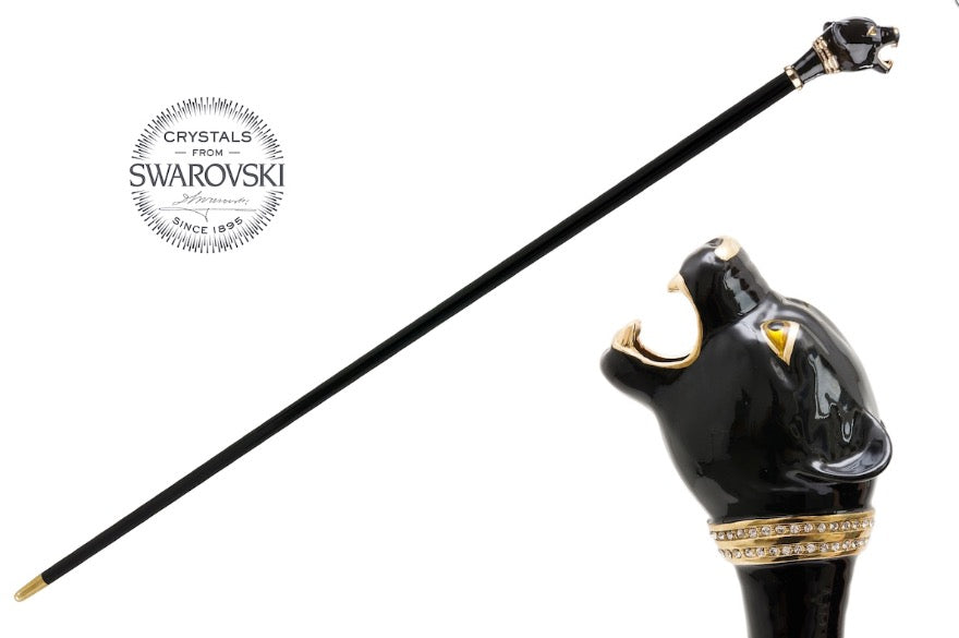Pasotti ombrelli walking stick pantera swarovski crystals