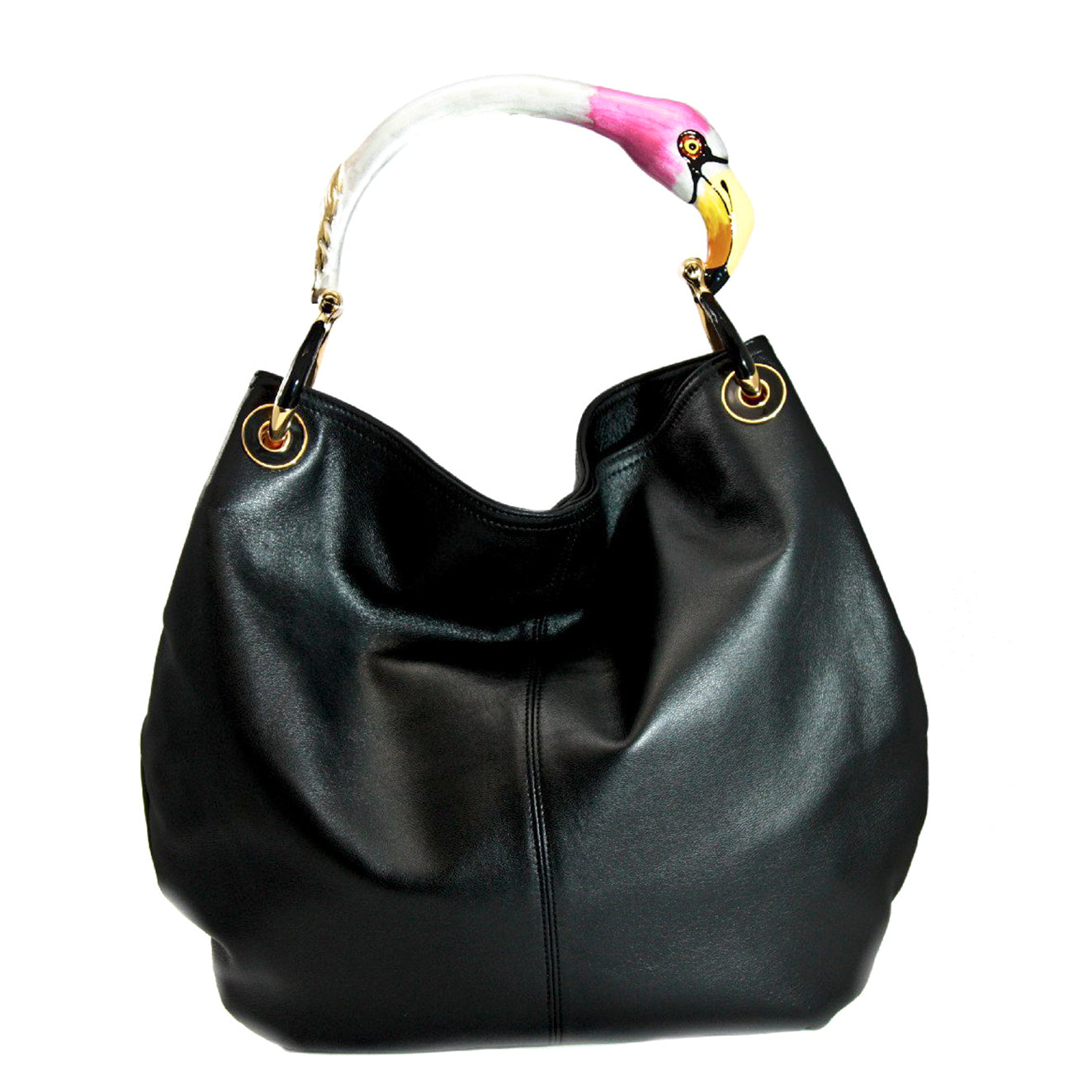BOLSO CLÁSICO FLAMINGO CON PIEL VEGANA NEGRA