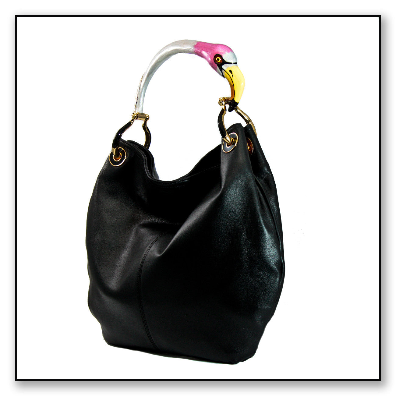 BOLSO CLÁSICO FLAMINGO CON PIEL VEGANA NEGRA