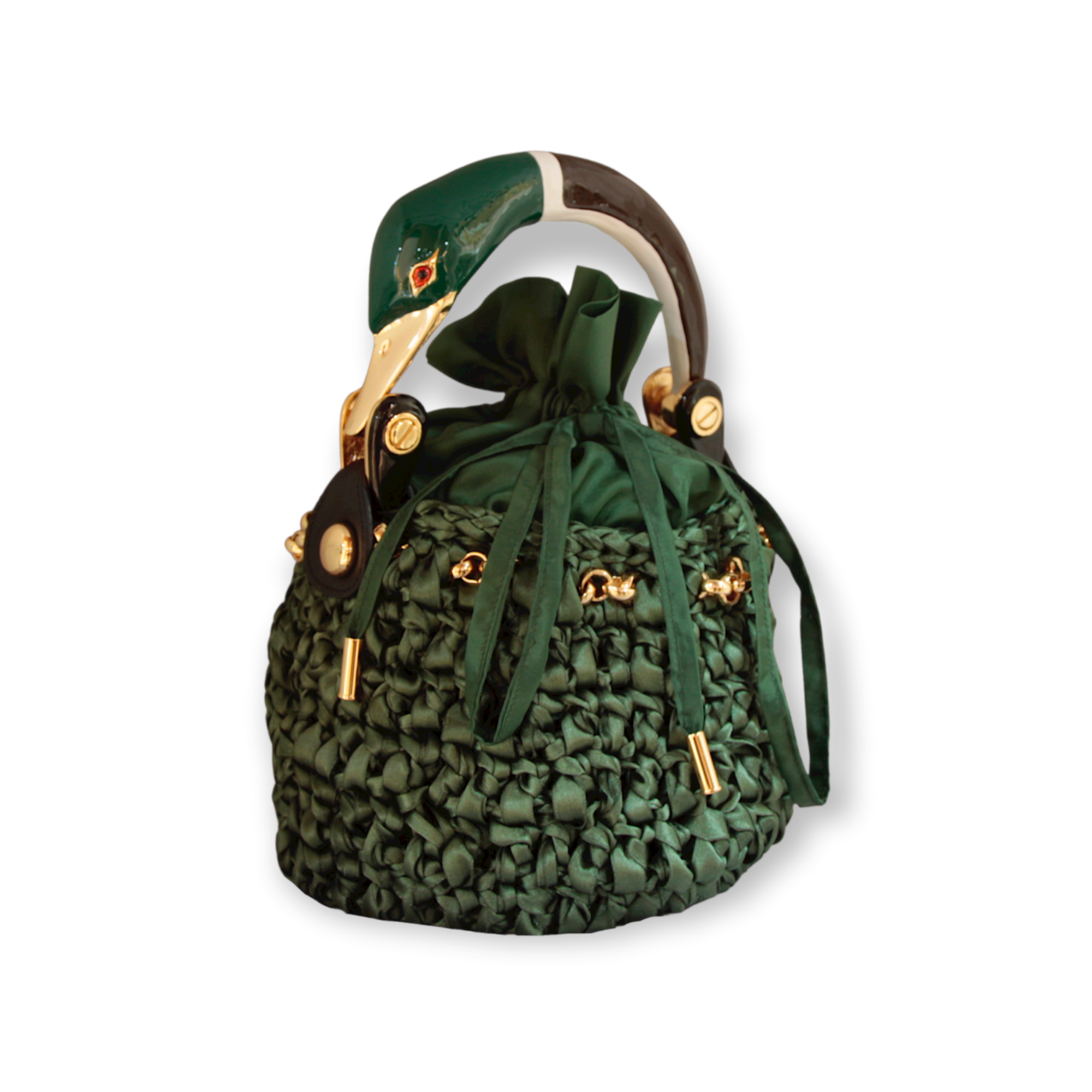 DARK GREEN BUCKET WITH DUCK HANDLE