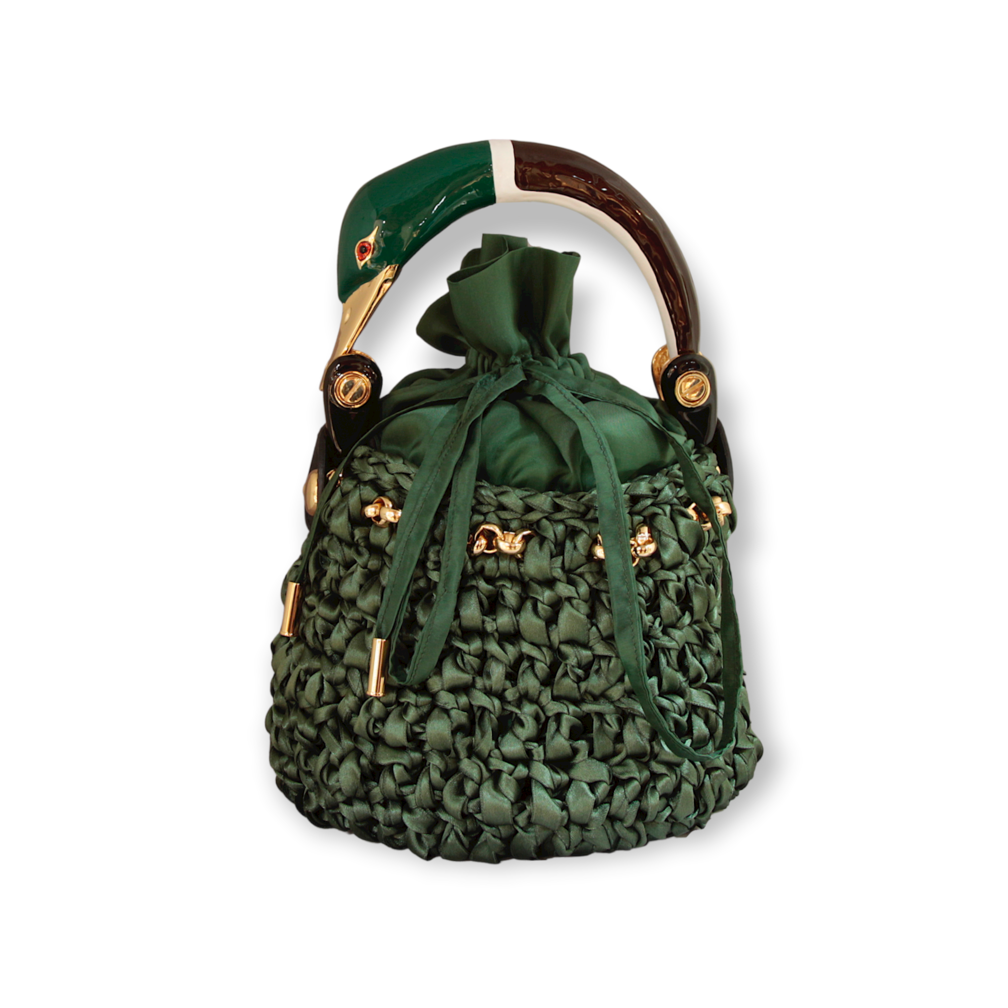 DARK GREEN BUCKET WITH DUCK HANDLE