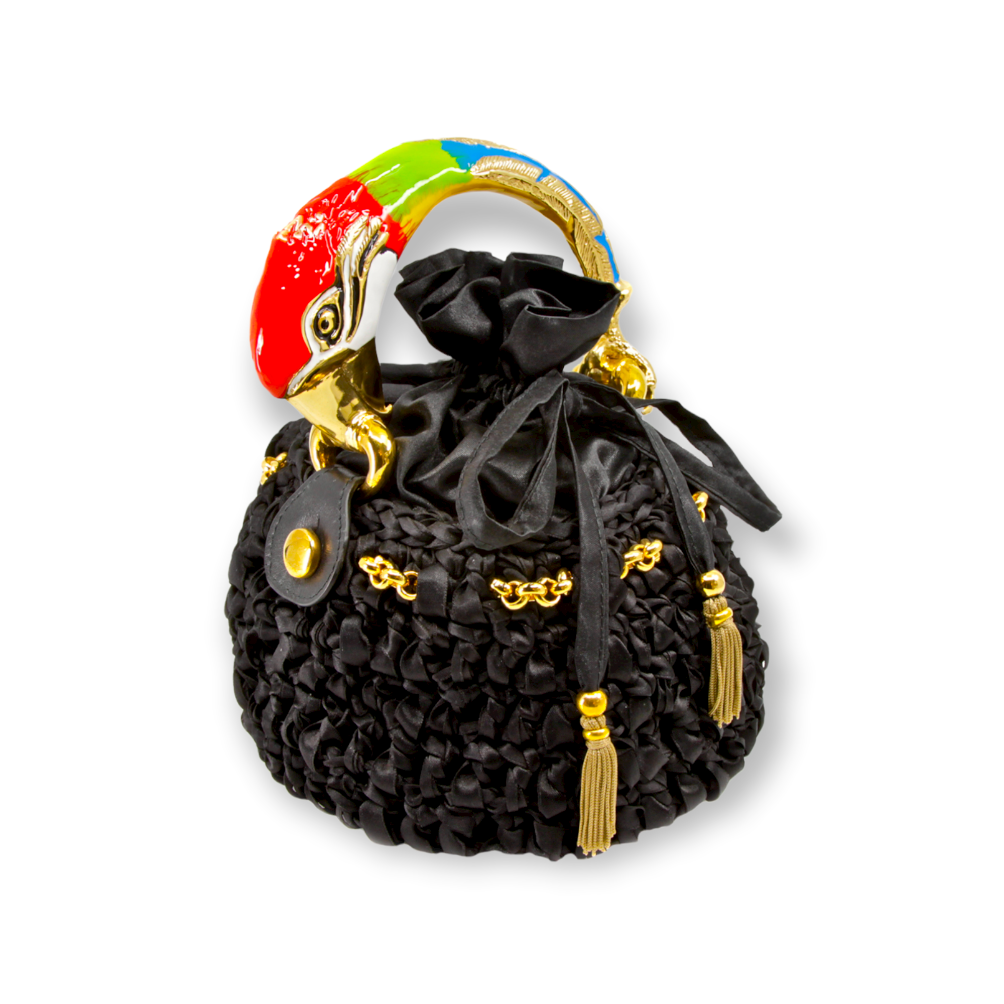 BLACK BUCKET WITH PARROT HANDLE