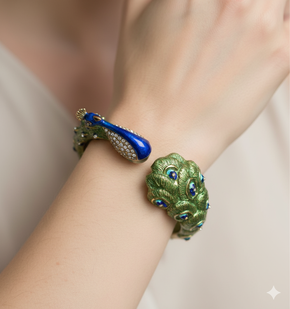 BRACELET PEACOCK WHIT CRYSTALS