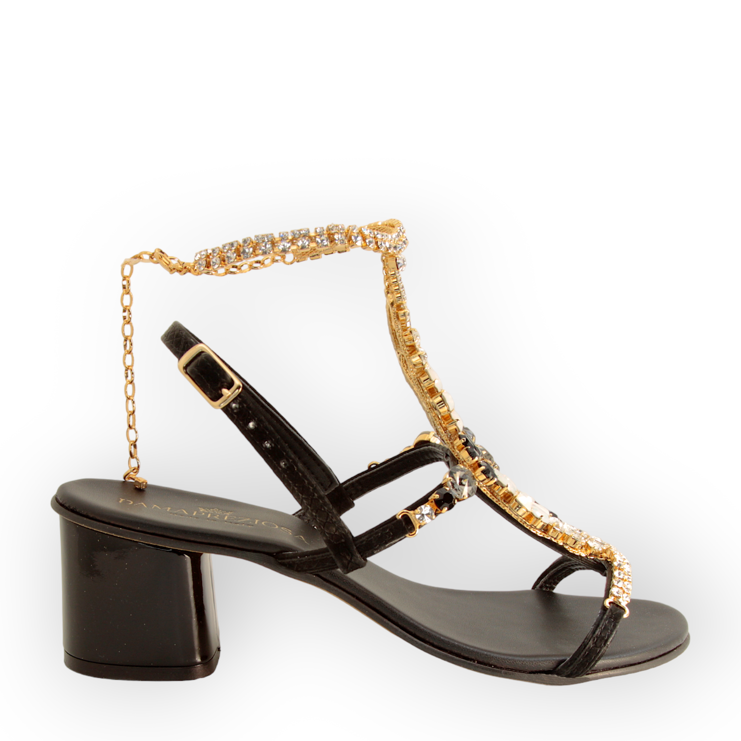 Daisy black and withe crystals embellished sandal