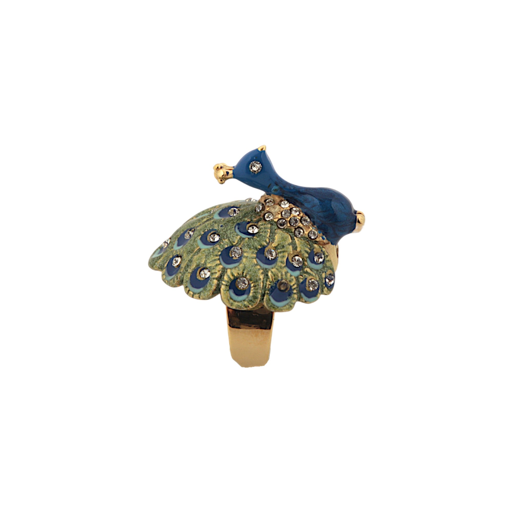 RING  PEACOCK WHIT CRYSTALS