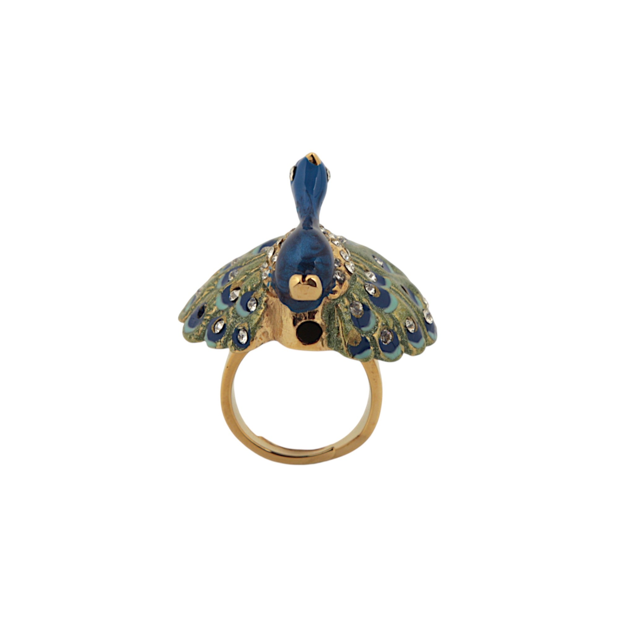 RING  PEACOCK WHIT CRYSTALS