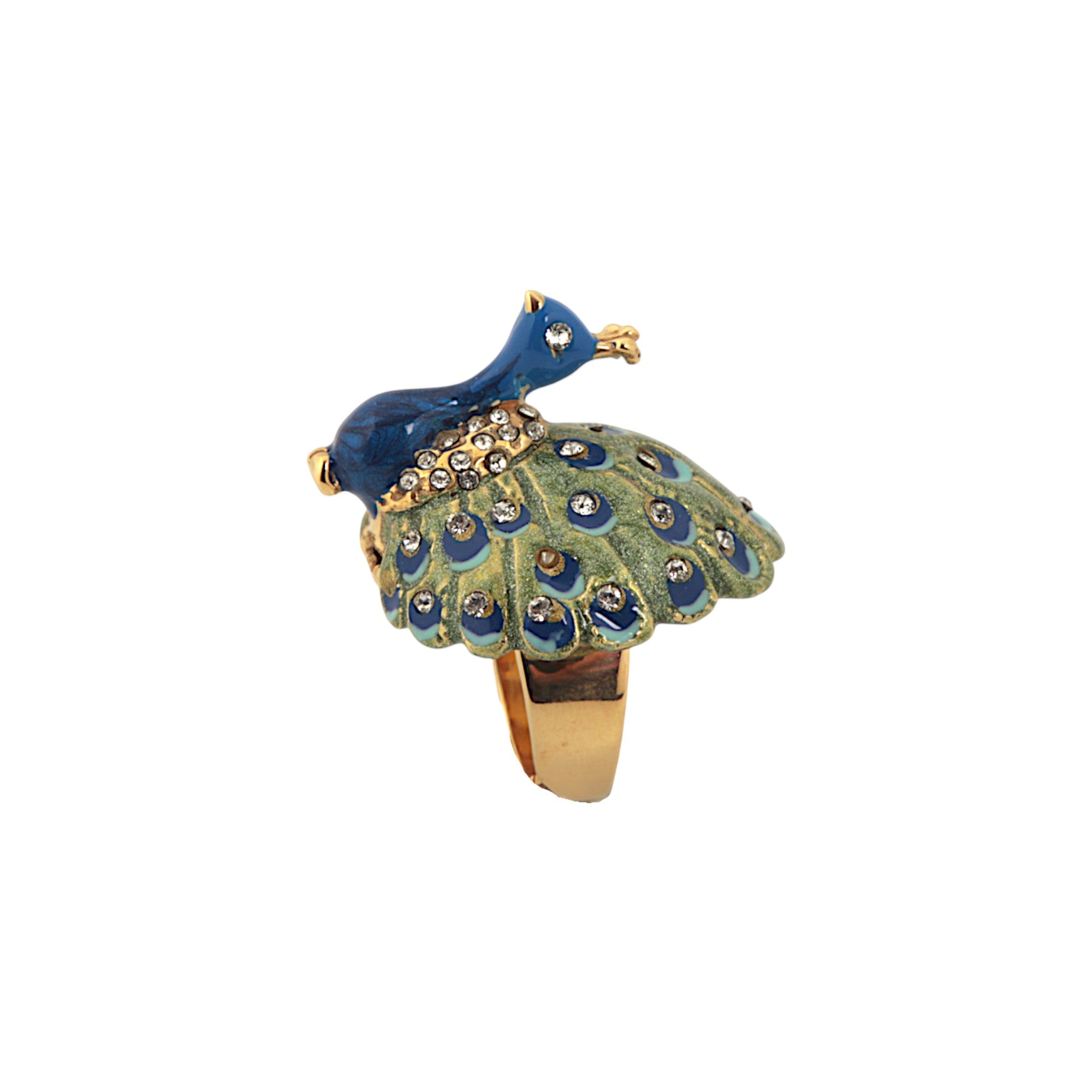 RING  PEACOCK WHIT CRYSTALS