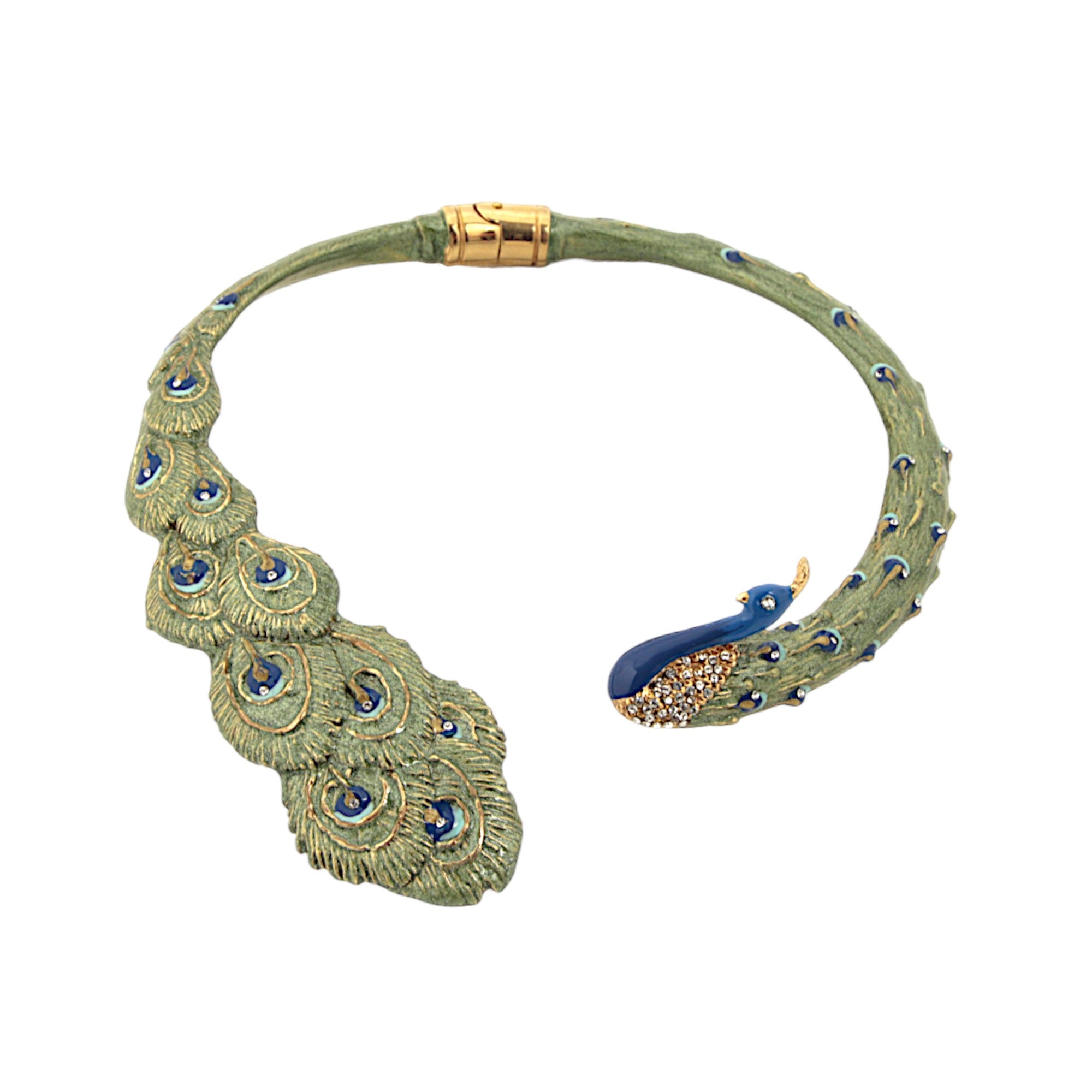 NECKLACE PEACOCK WHIT CRYSTALS