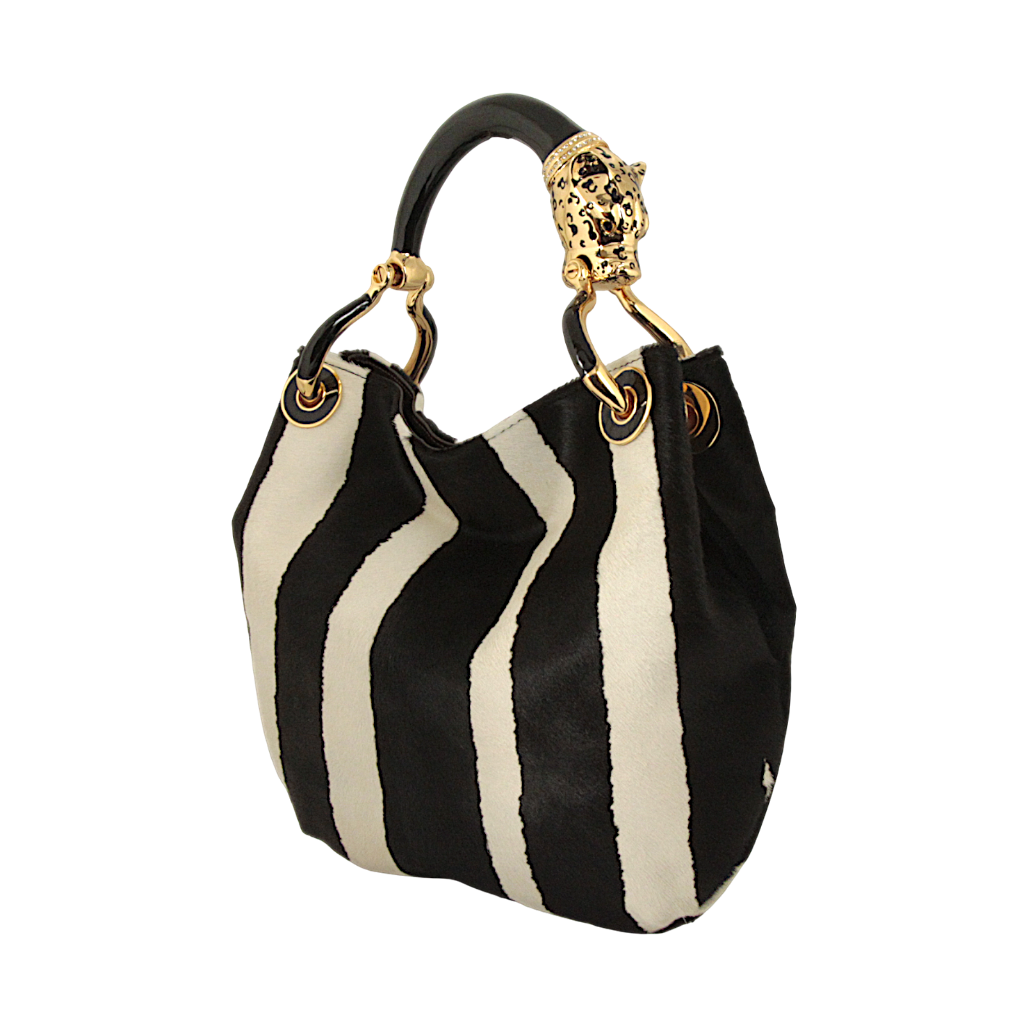 BORSA PICCOLA IN PELLE STAMPATA ROSSA CON PANTERA B/N