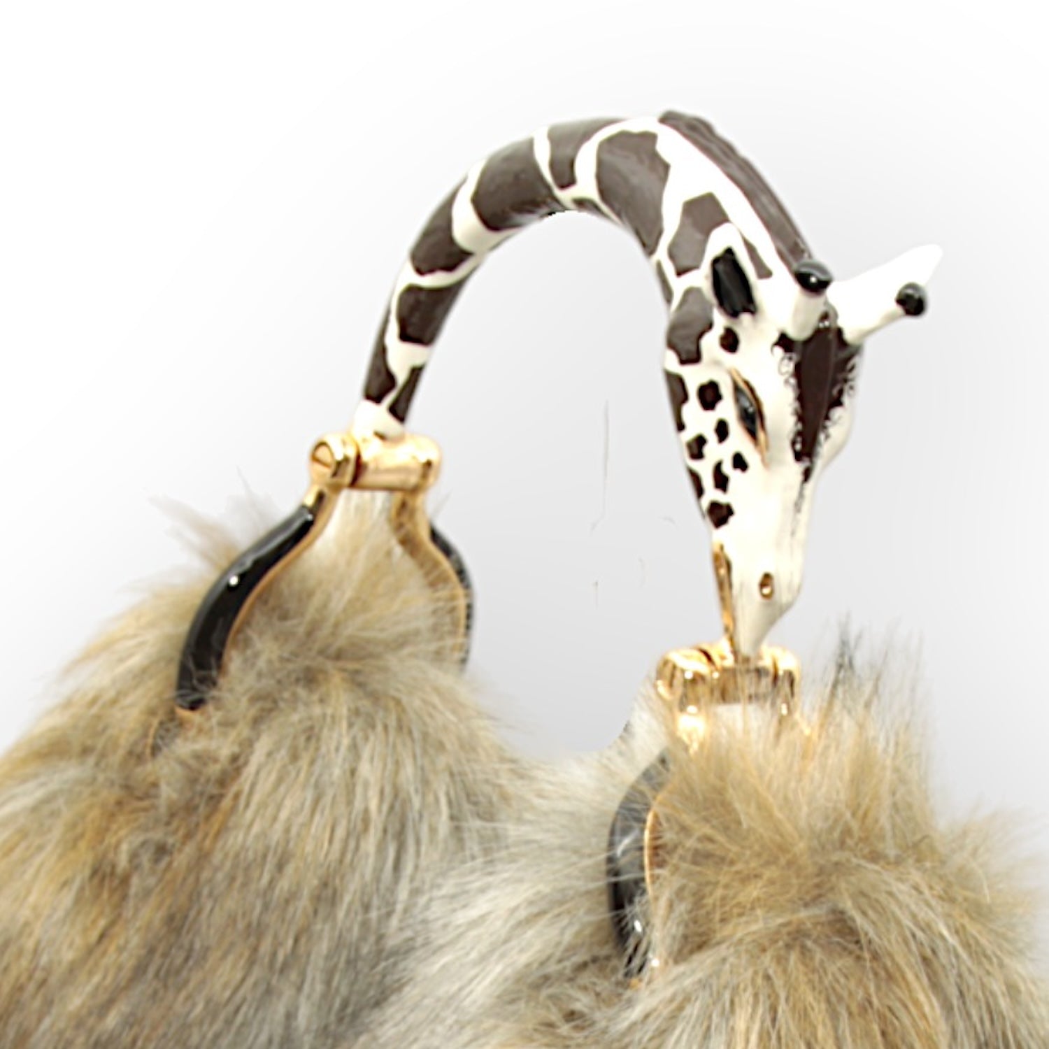 SMALL BAG IN FAUX FUR WHIT GIRAFFE HANDLE