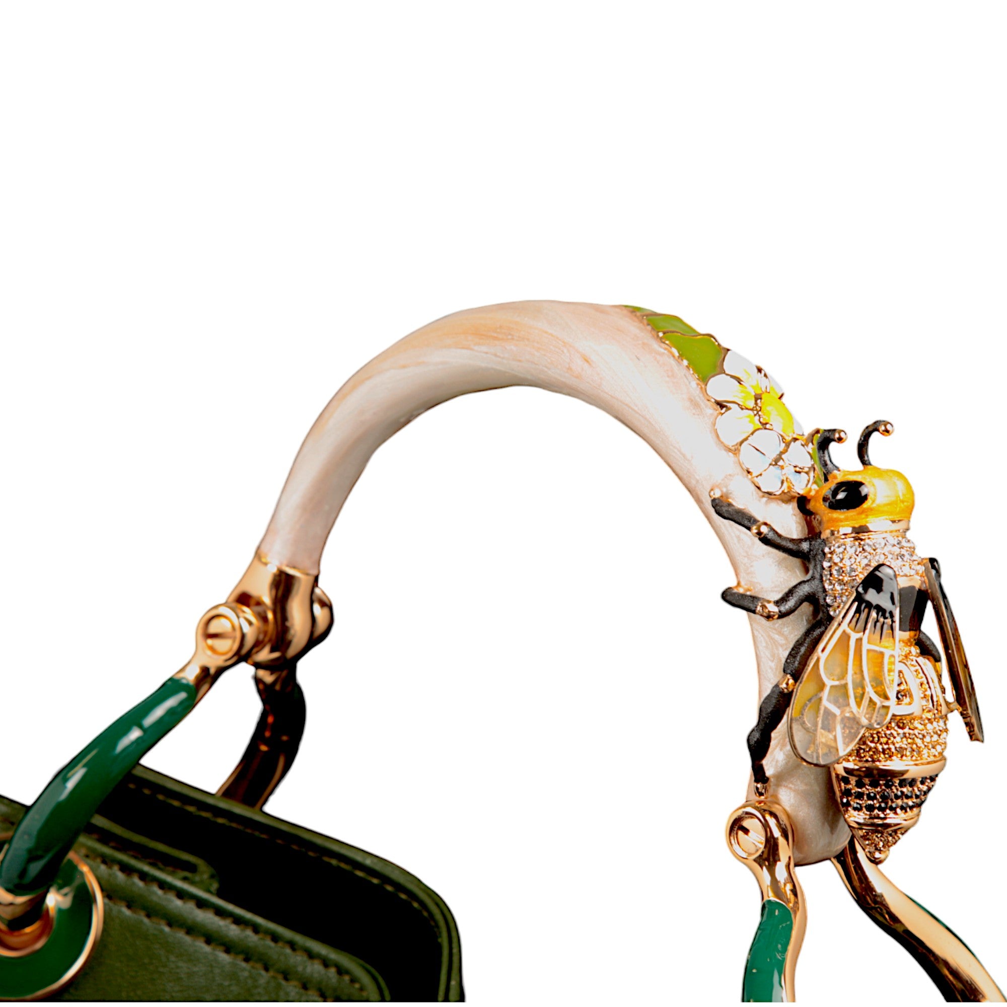 BEE SMALL BAG WITH GREEN  NAPPA LEATHER