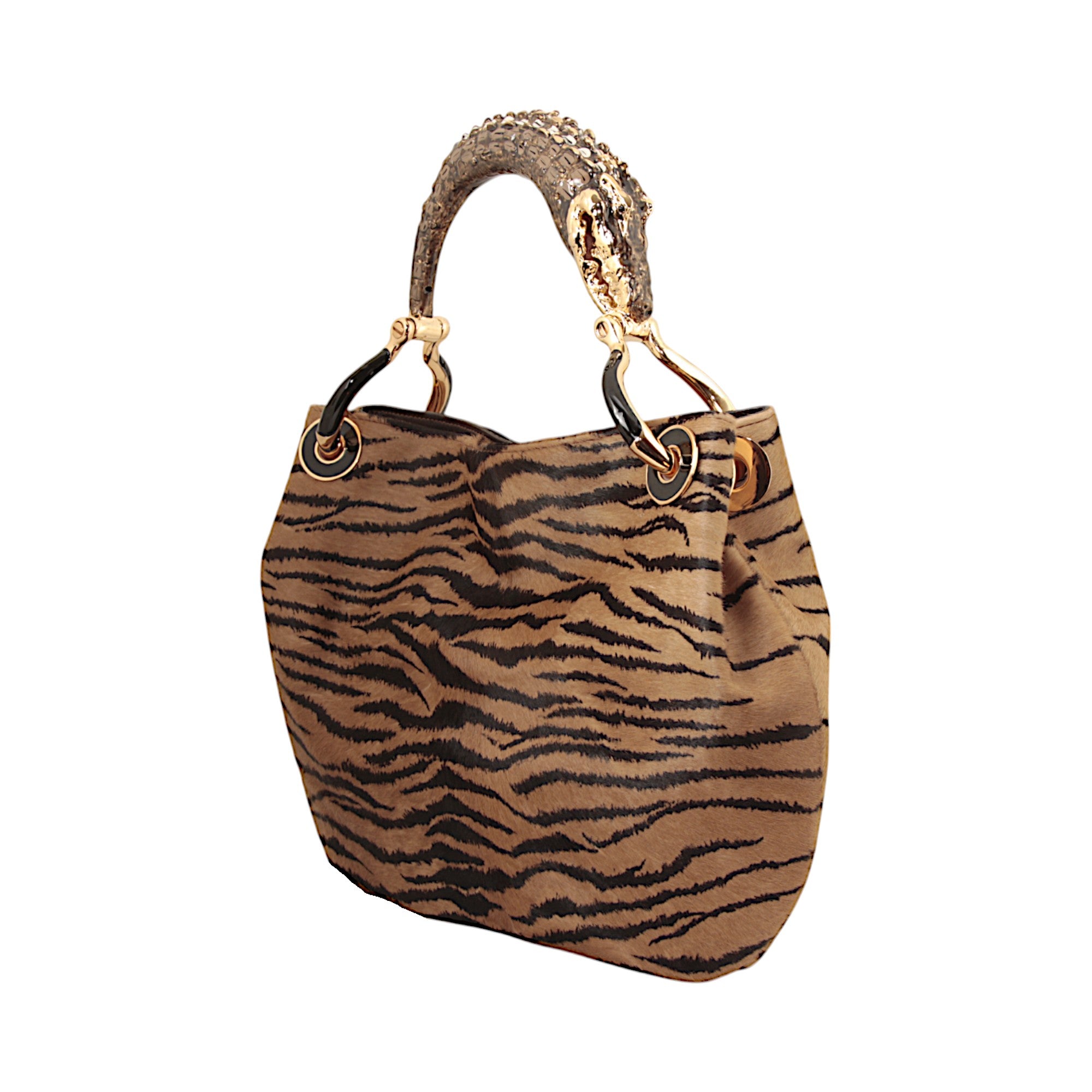 CROCODILE HANDBAG IN PONY-EFFECT PRINTED LEATHER