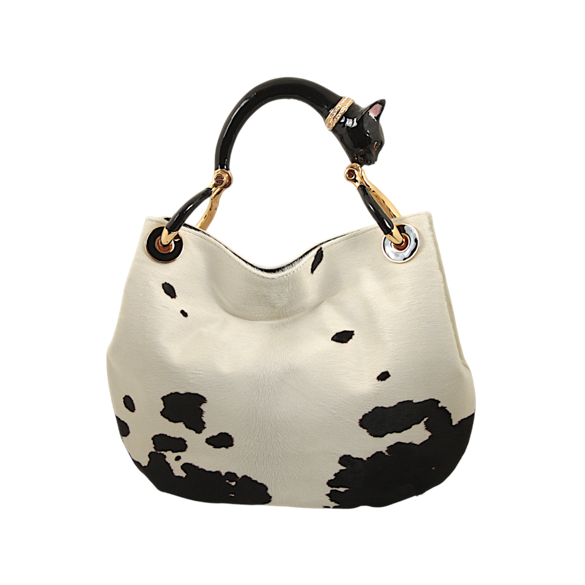 BLACK CAT SMALL HANDBAG IN PONY-EFFECT LEATHER