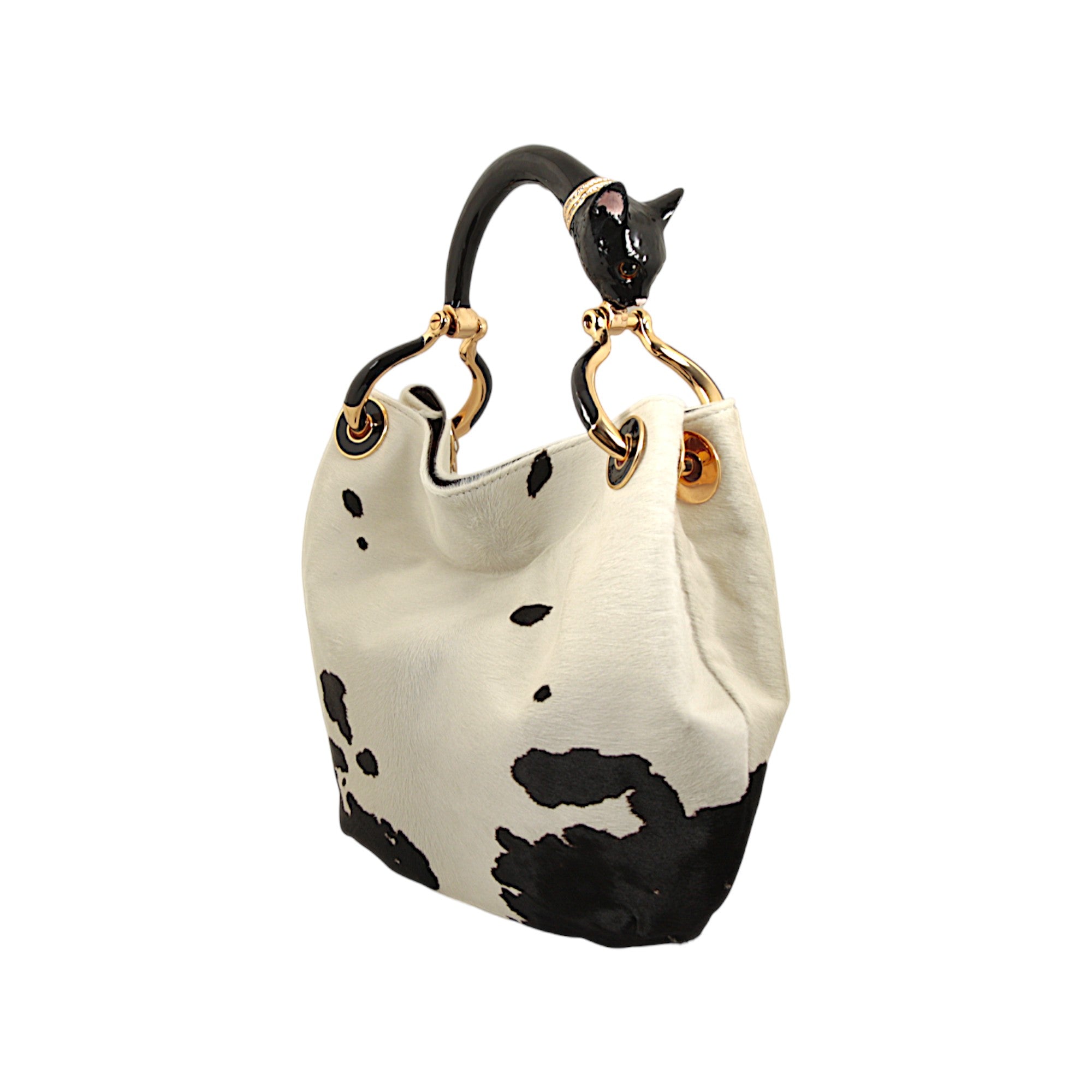 BLACK CAT SMALL HANDBAG IN PONY-EFFECT LEATHER