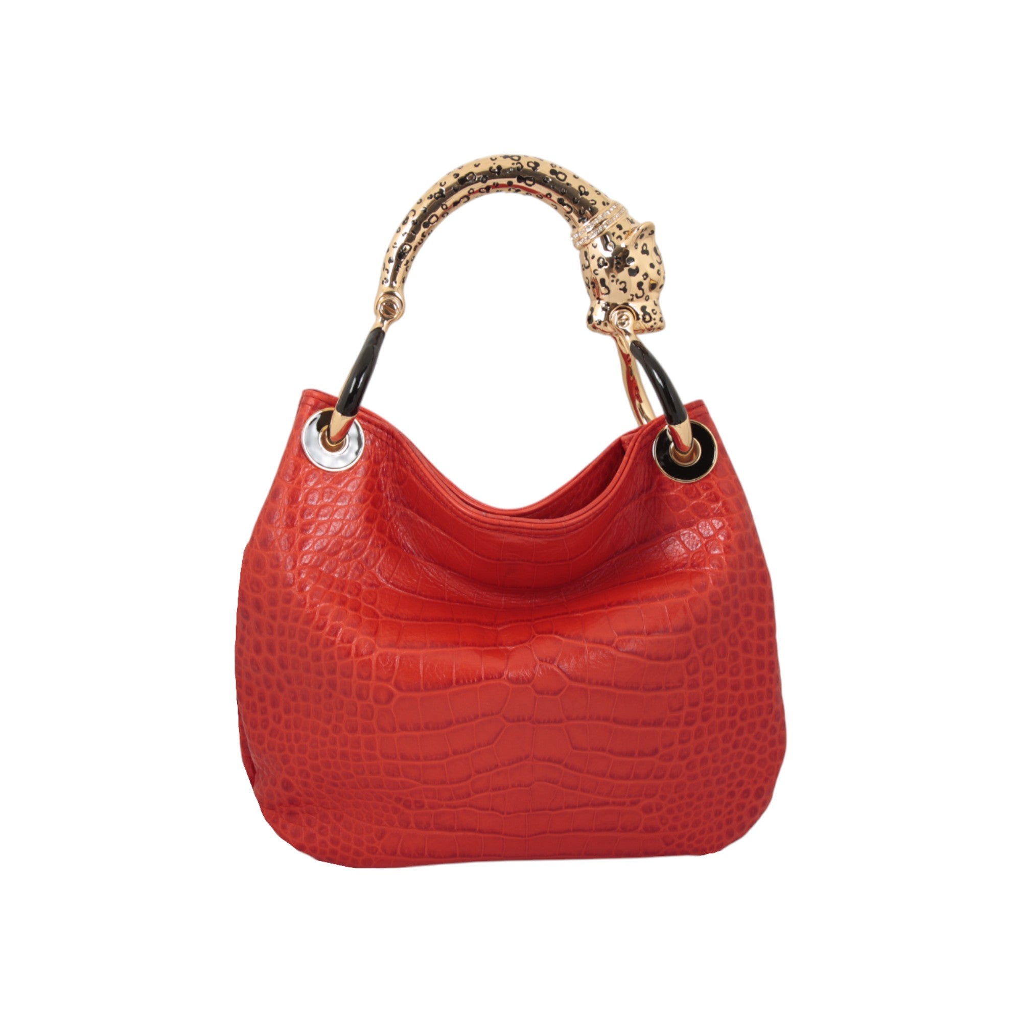JAGUAR SMALL HANDBAG  IN RED PRINTED LEATHER