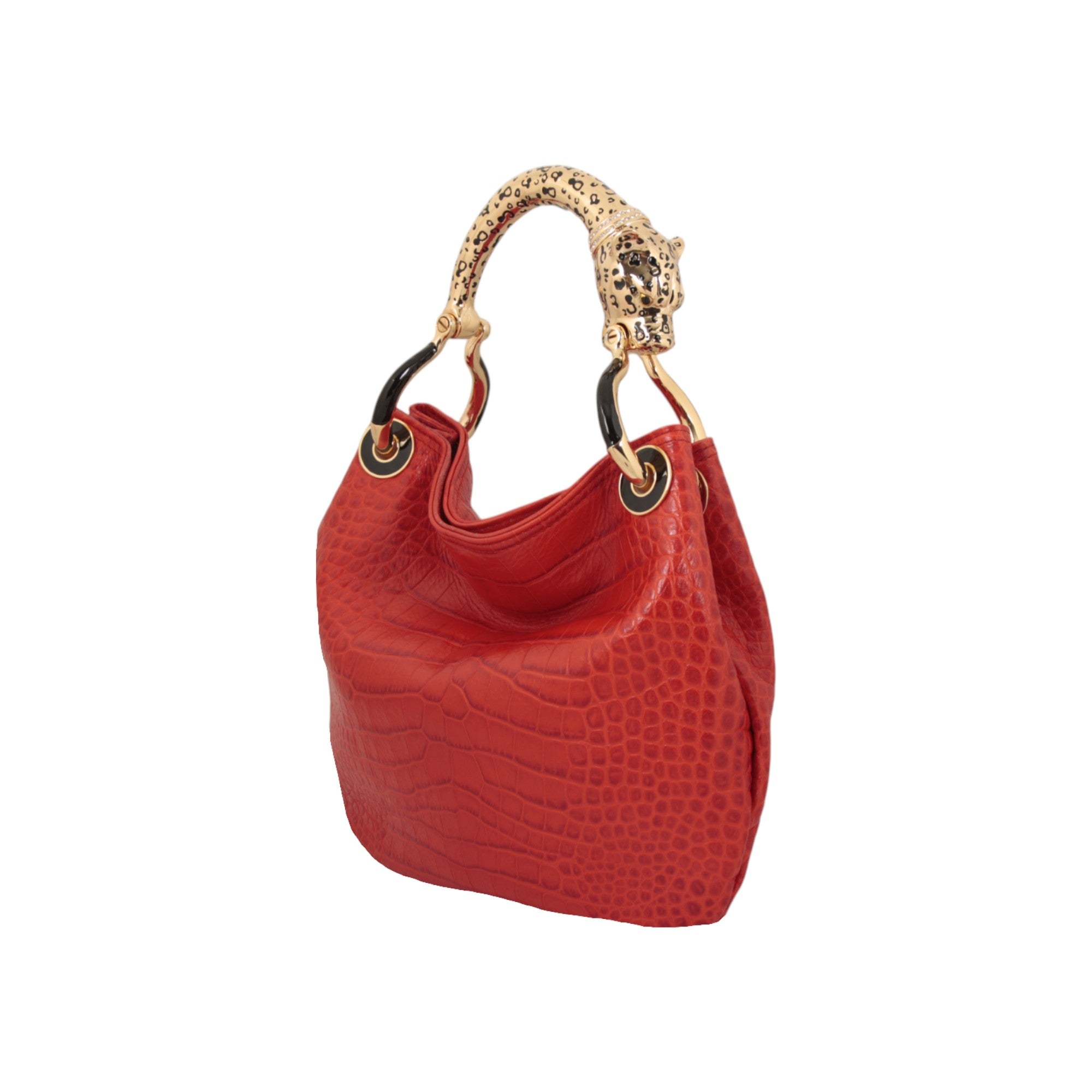 JAGUAR SMALL HANDBAG  IN RED PRINTED LEATHER