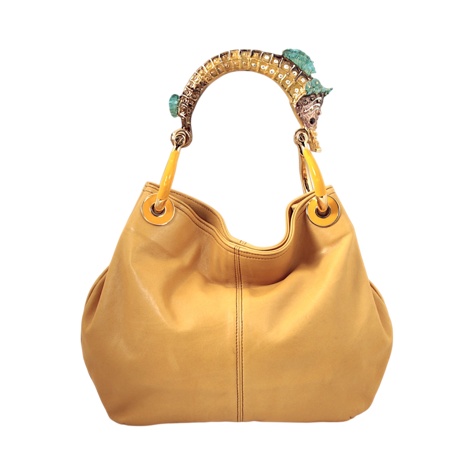 MULTICOLOR SEAHORSE SMALL BAG WITH YELLOW HIGH QUALITY LEATHER