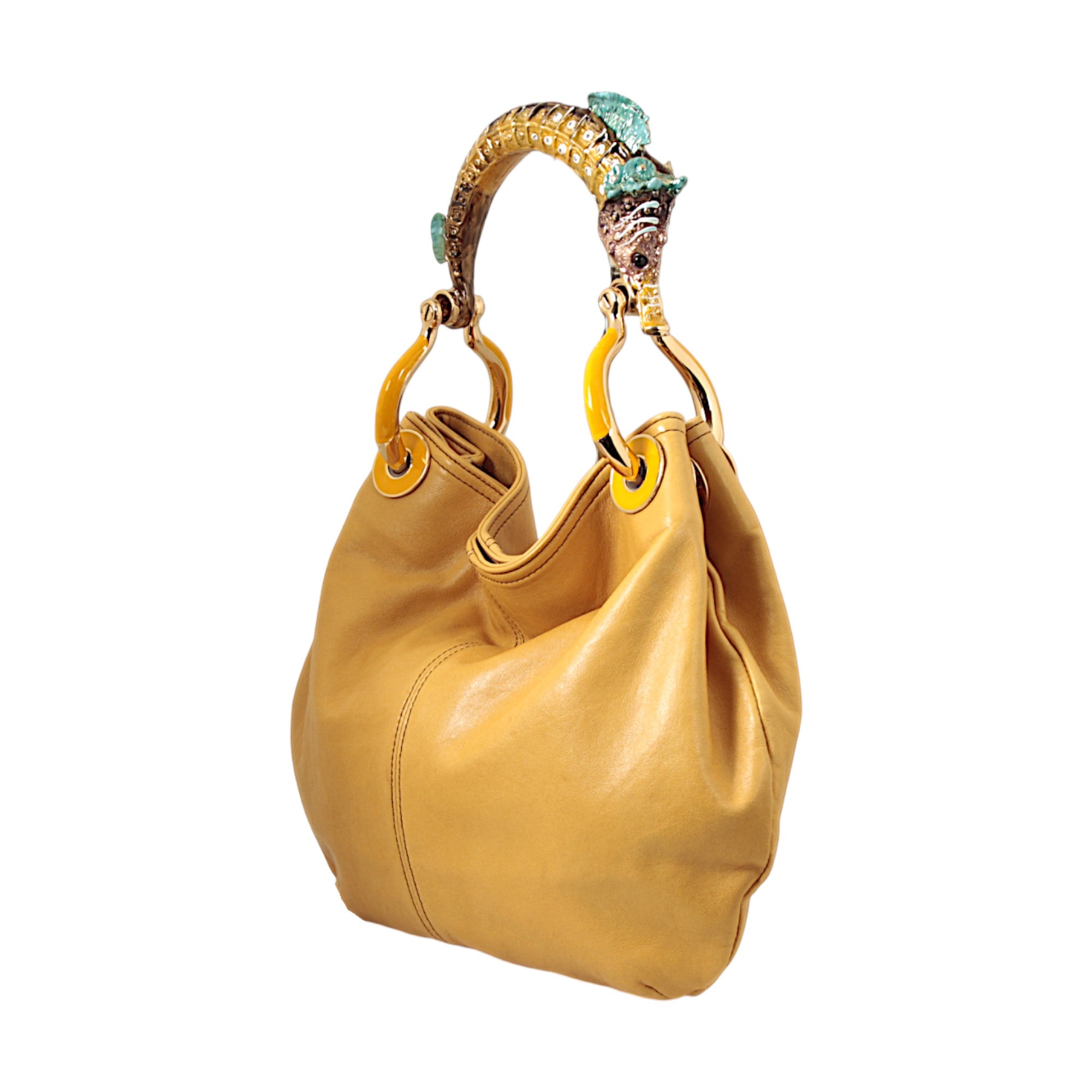 MULTICOLOR SEAHORSE SMALL BAG WITH YELLOW HIGH QUALITY LEATHER