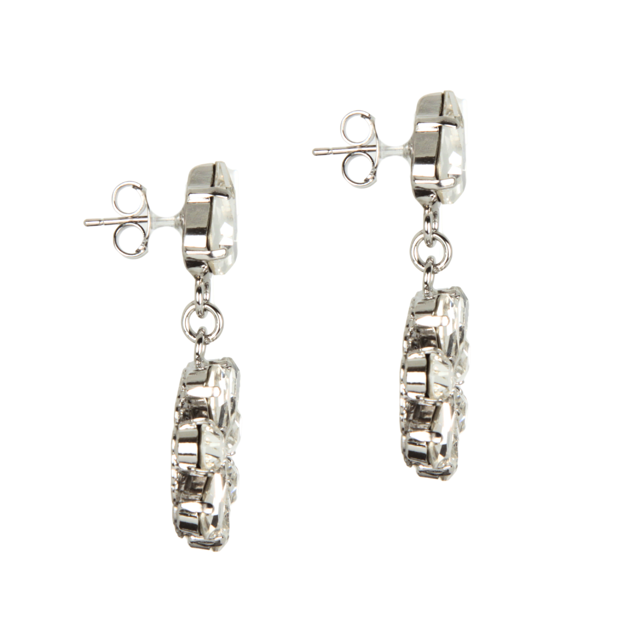 Pendientes colgantes de margarita con gotas de cristal de zafiro y aguamarina 