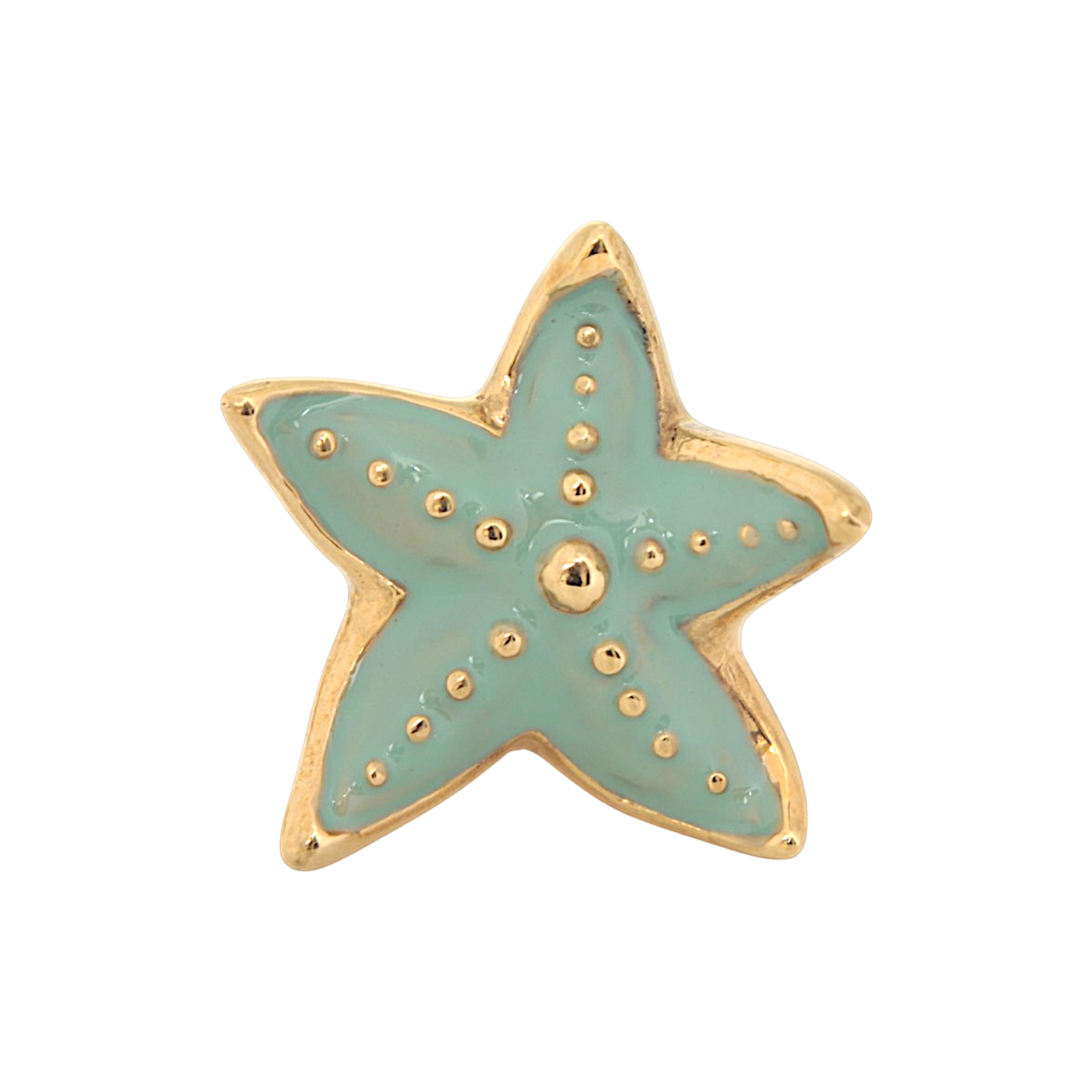 Starfish jewel ring in hand-enamelled 24 kt gold plated brass, Made in Italy
