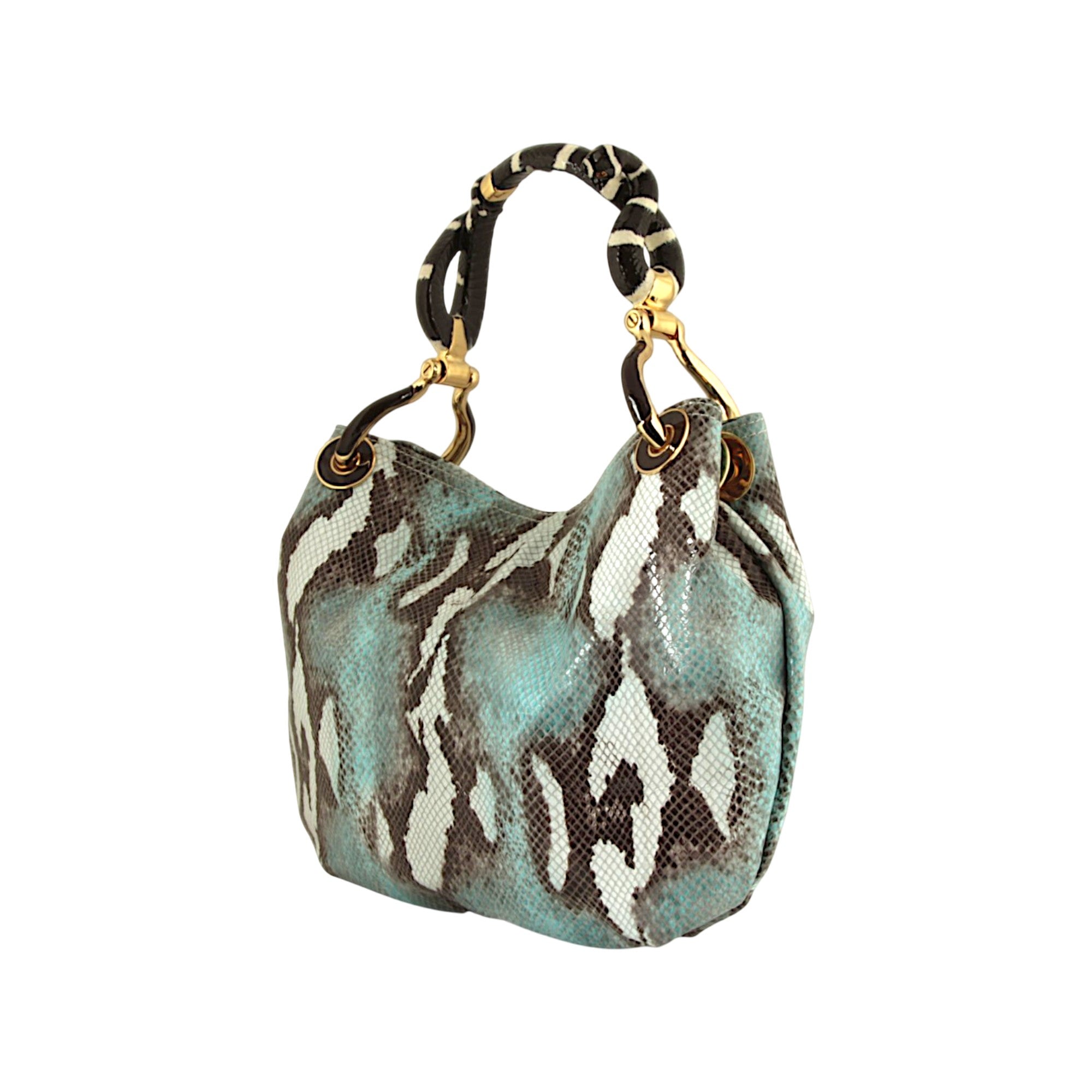 (PRE ORDEN) BOLSO PEQUEÑO SERPIENTE AMARILLO CON PIEL ESTAMPADA COCODRILO