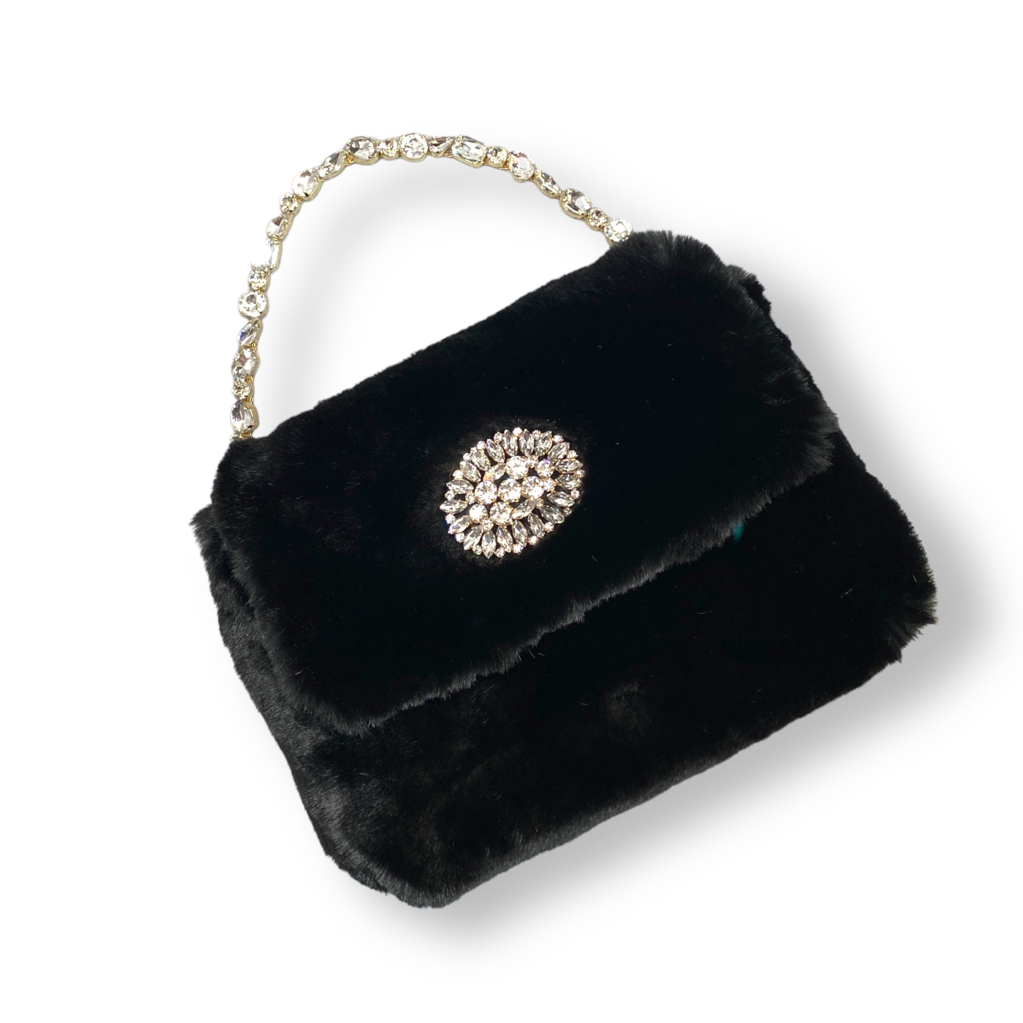 Victoria  handbag in black faux fur