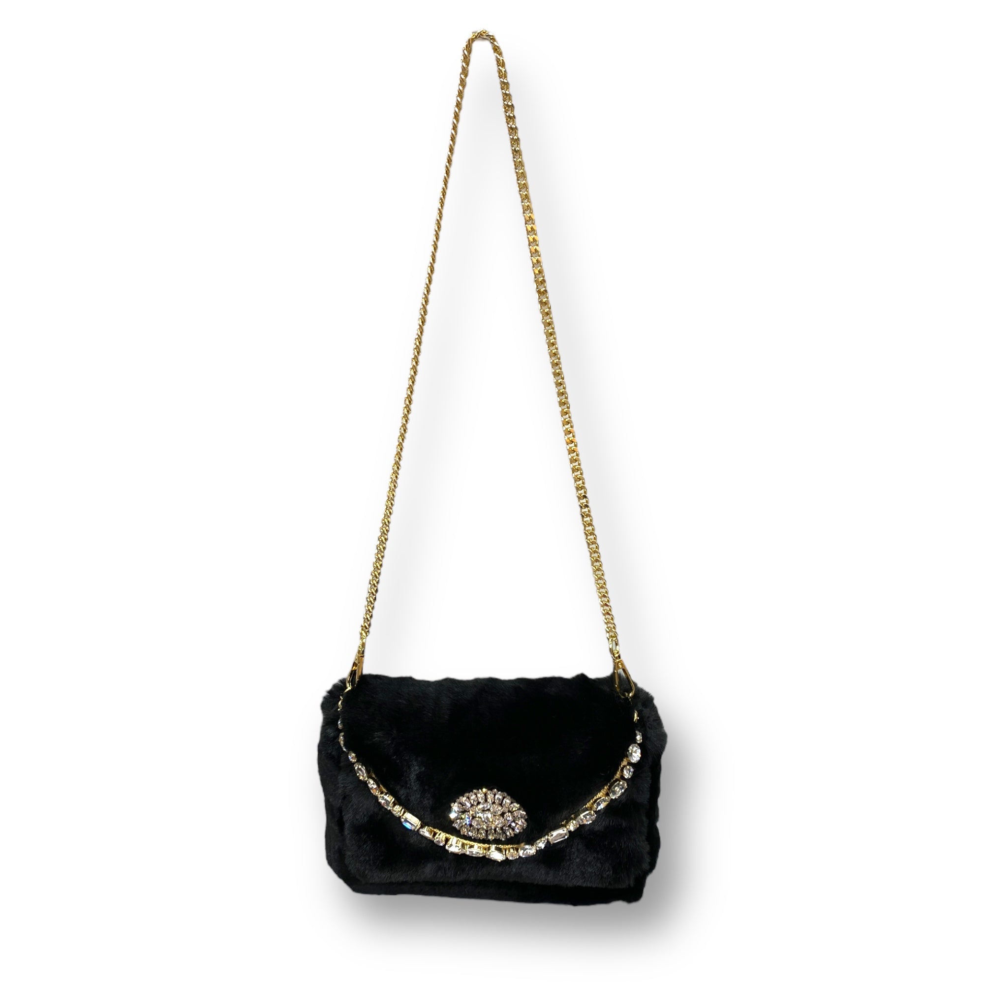 Victoria  handbag in black faux fur
