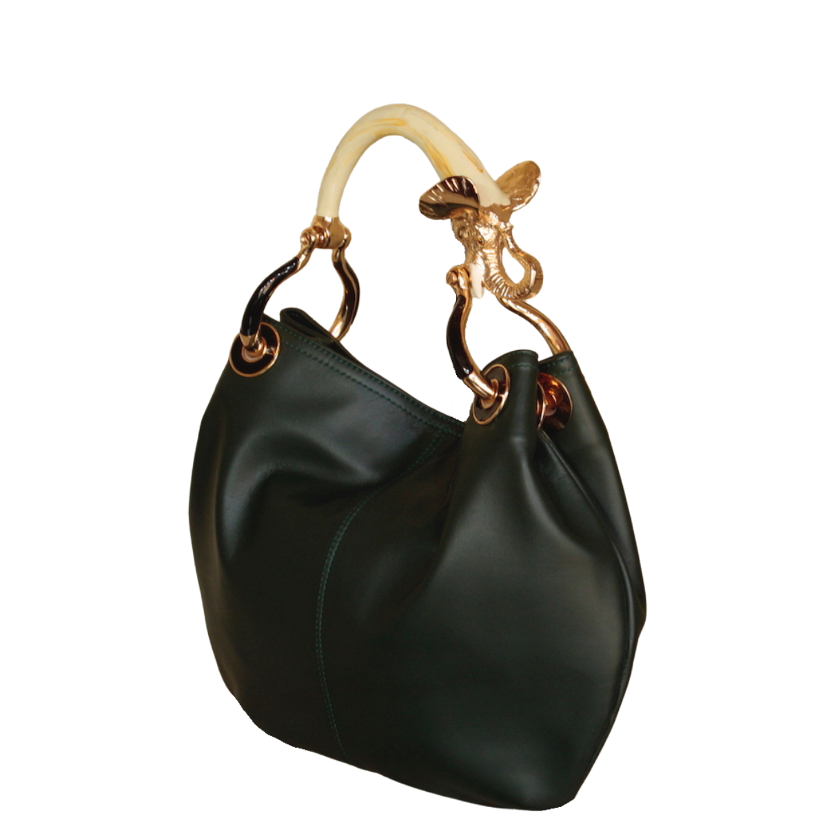 ELEPHANT SMALL BAG WITH GREEN NAPPA LEATHER