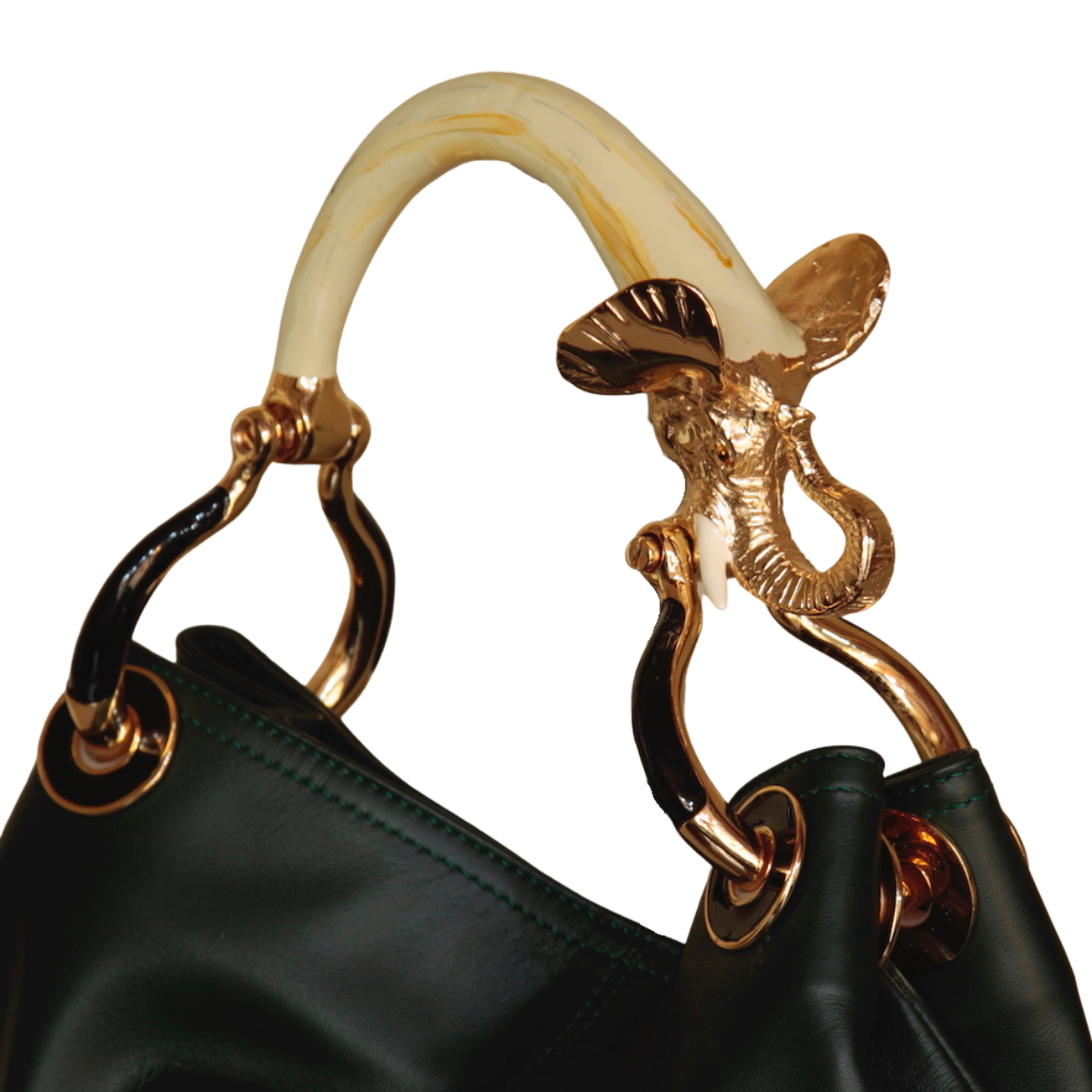 ELEPHANT SMALL BAG WITH GREEN NAPPA LEATHER