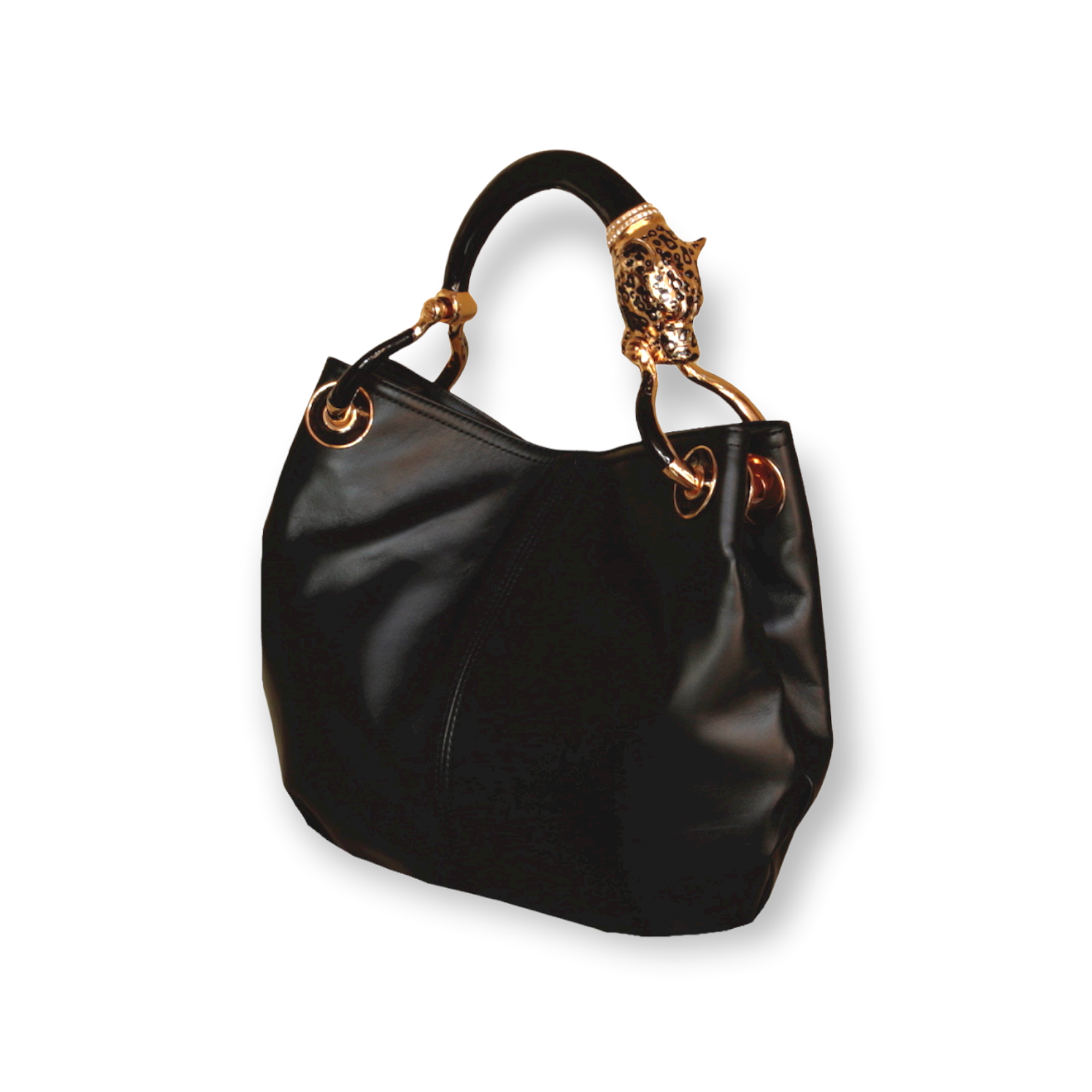 Precious handbag made in Italy in vegan leather with fine accessories made in polychrome enamels and exclusive