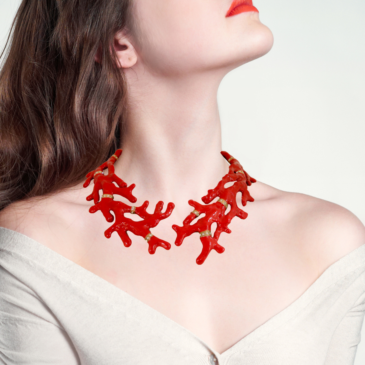 Necklace coral-shaped red