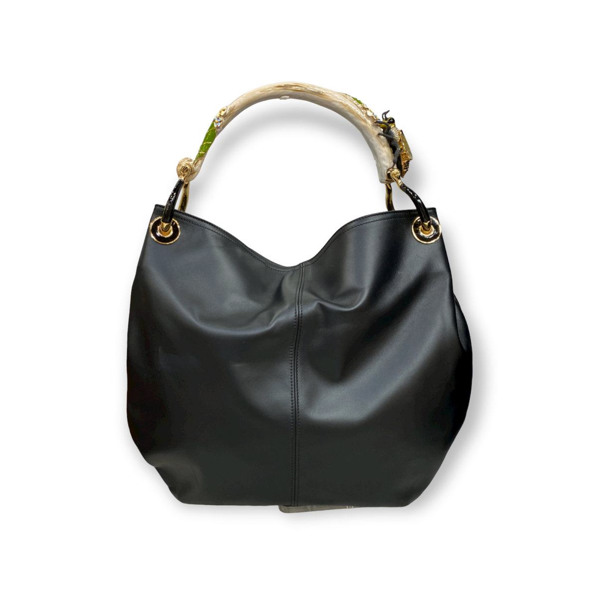 Borsa Donna ELODY A Spalla In Vera Pelle Morbida, Colore NERO, CHIAROSCURO, Made In Italy | BORSE A SPALLA IN PELLE | Emporium Italy - Foto 4