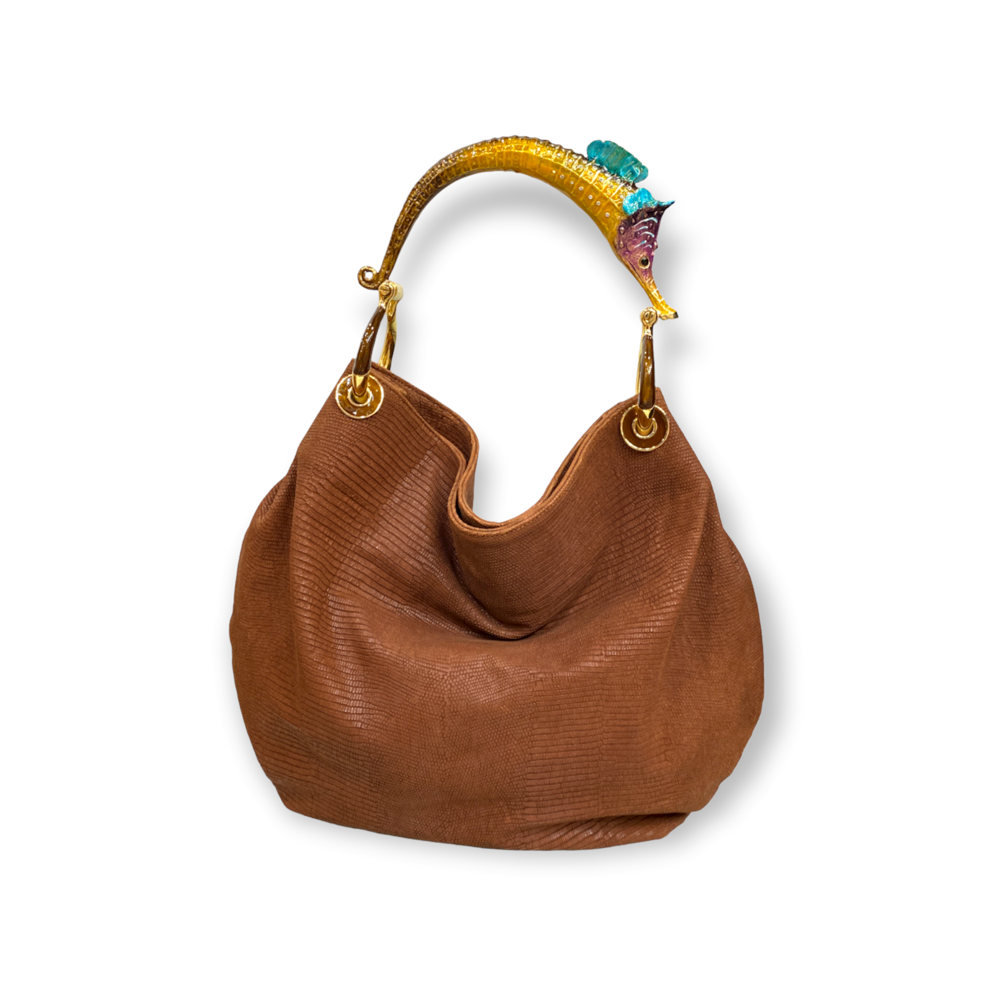  GRANDE BORSA IN PELLE STAMPATA CON MANICO CAVALLUCCIO MARINO CREART2