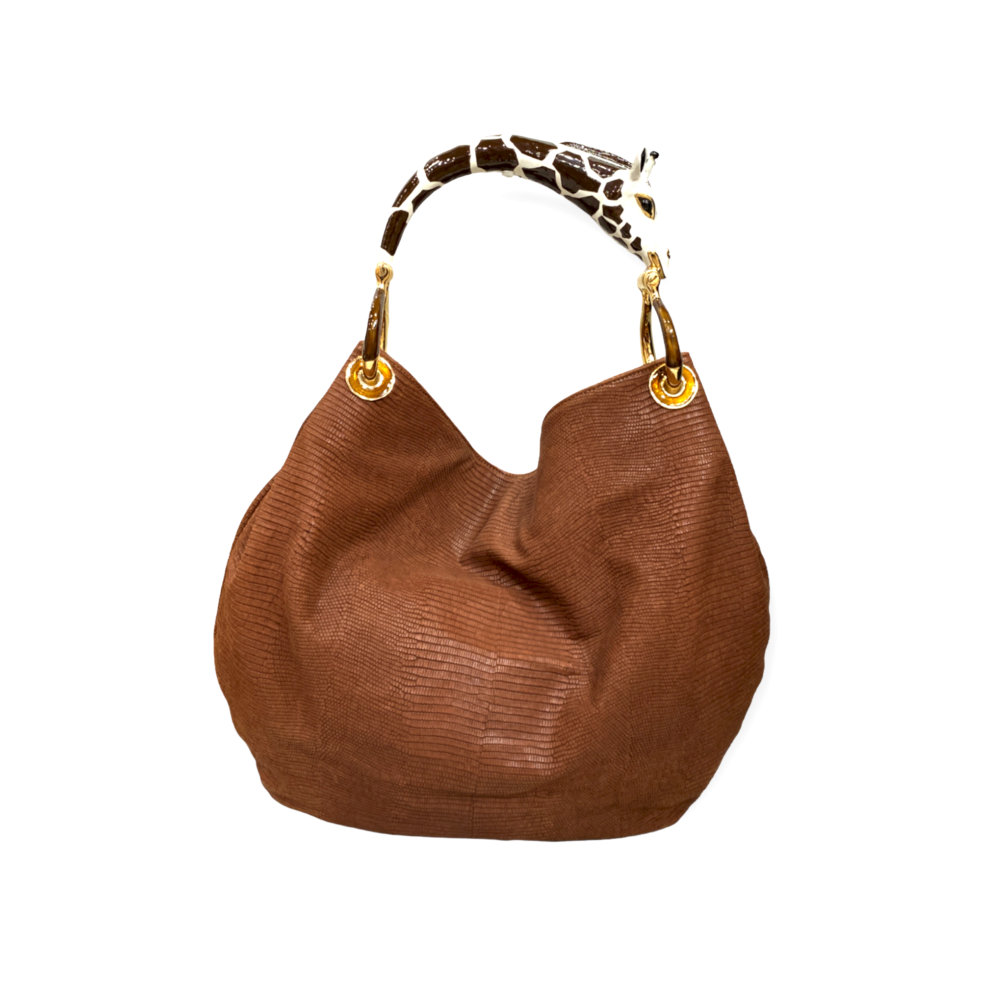 GRANDE BORSA IN MORBIDA PELLE STAMPATA CON MANICO GIRAFFA CREART2