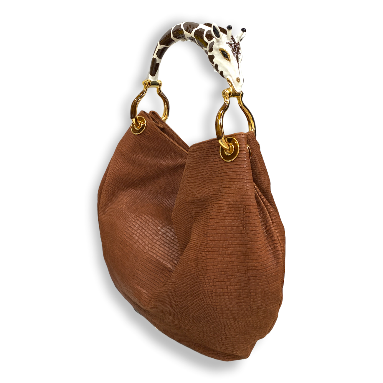 GRANDE BORSA IN MORBIDA PELLE STAMPATA CON MANICO GIRAFFA CREART2