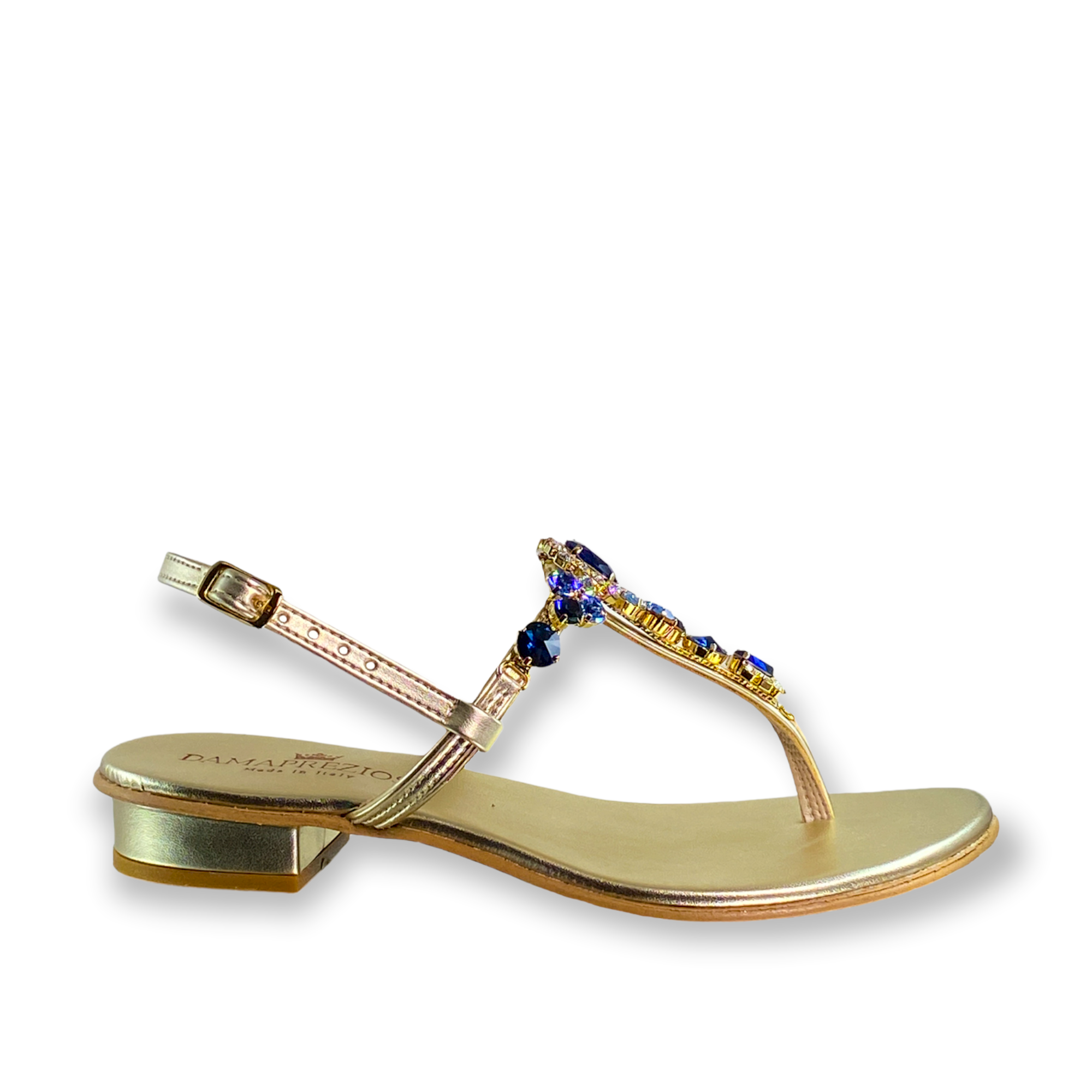 Lucrezia blue-crystal flat jewel sandal