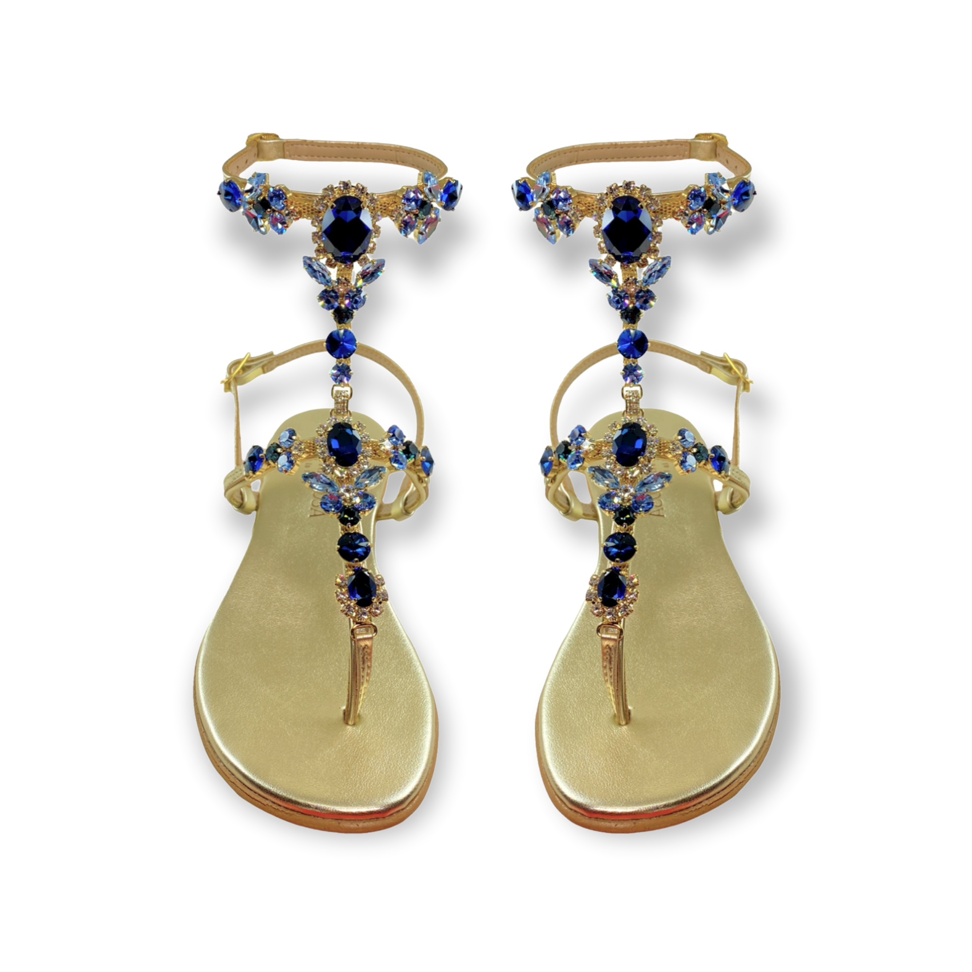 Lucrezia blue-crystal flat jewel sandal
