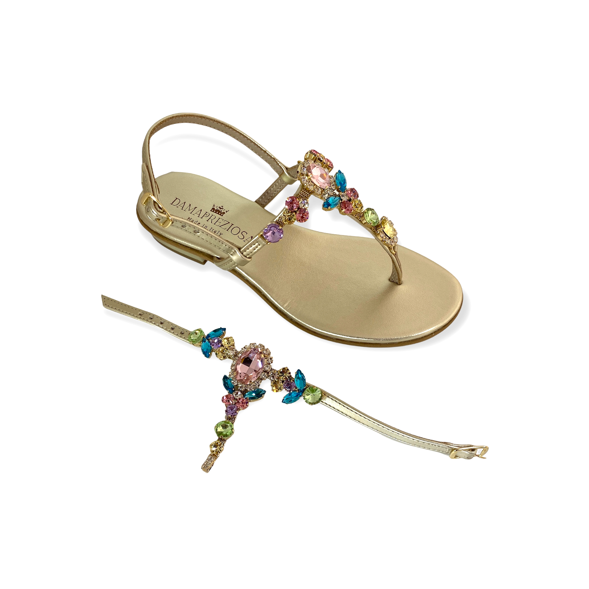 Lucrezia multicolor-crystal flat jewel sandal