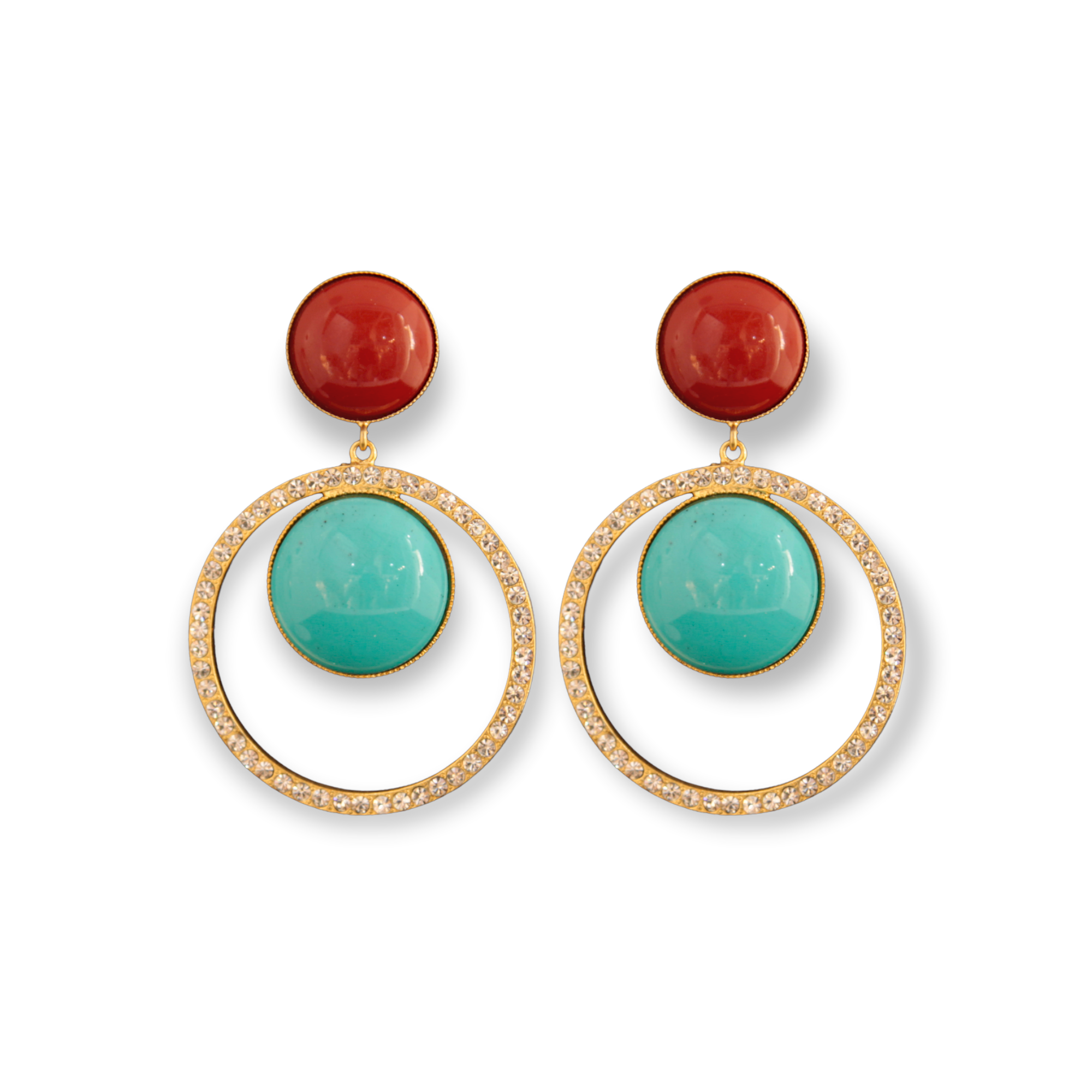 Made in Italy. Carlo Zini. Earrings sea theme Hypoallergenic rhodium plated in 18 KT gold and multicolor enamels elegant construction in swarovski crystals, pearls and multicolored resins 100% handmade in Italy