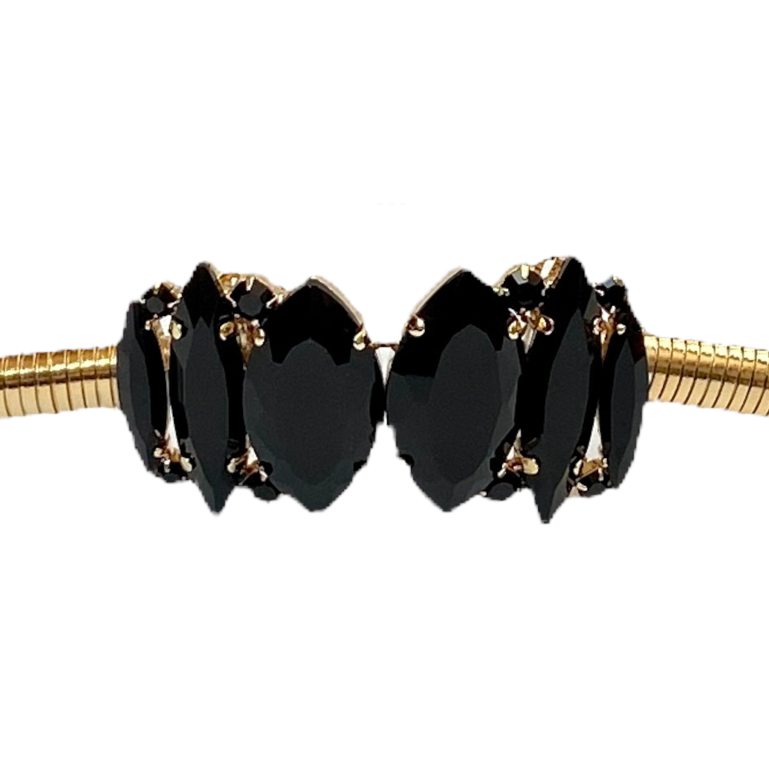 Matilde belt with jewel buckle in black crystals