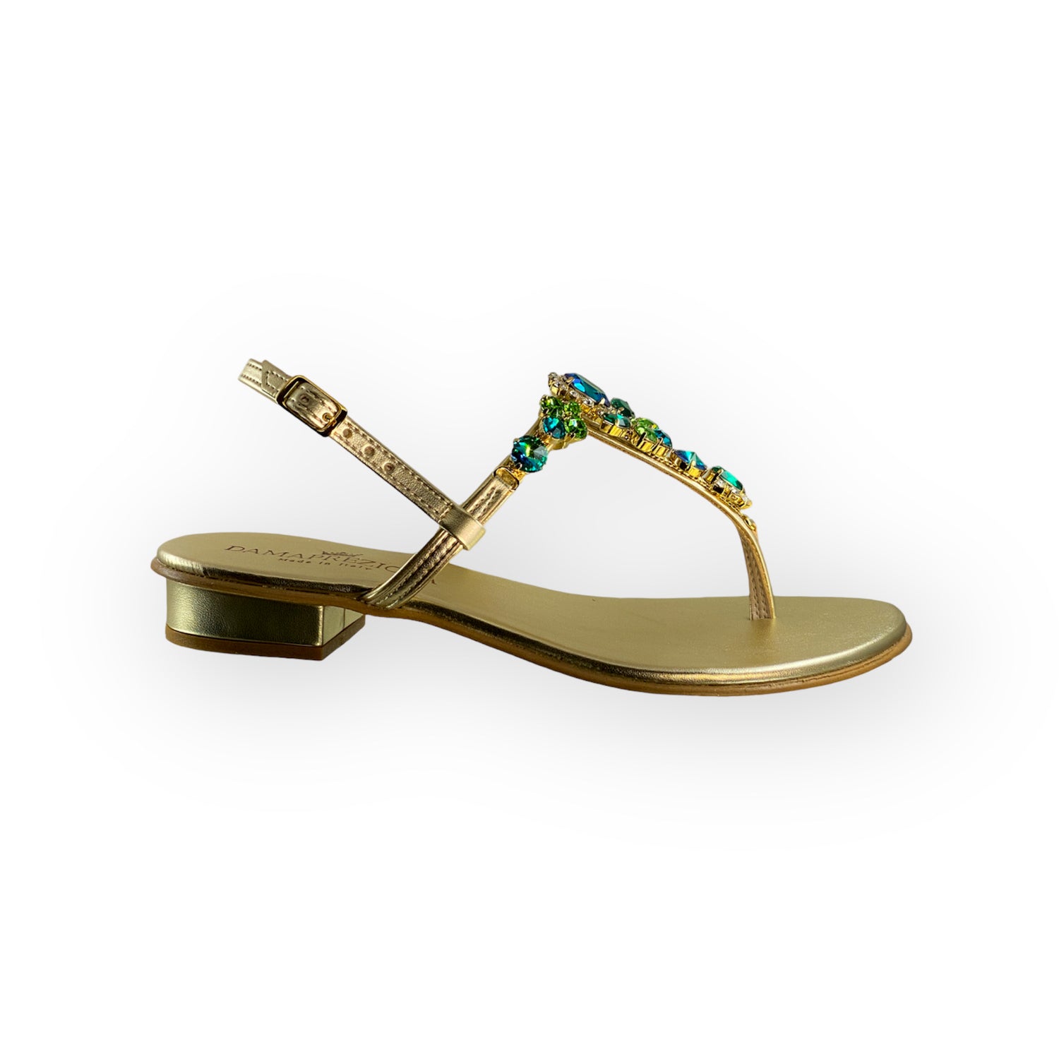 Lucrezia green-crystal flat jewel sandal