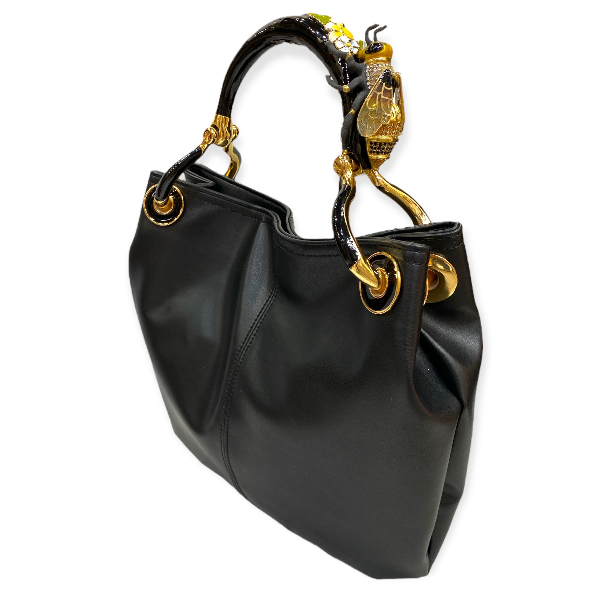BEE SMALL BAG WITH  BLACK VEGAN LEATHER