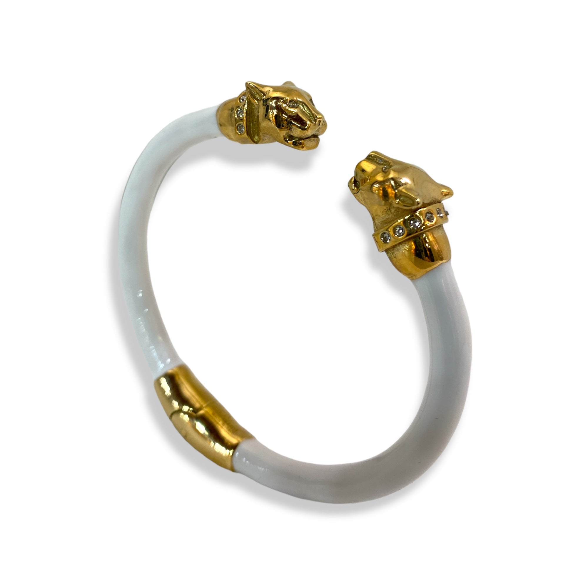 BRACCIALE PANTERA BIANCO TESTA ORO