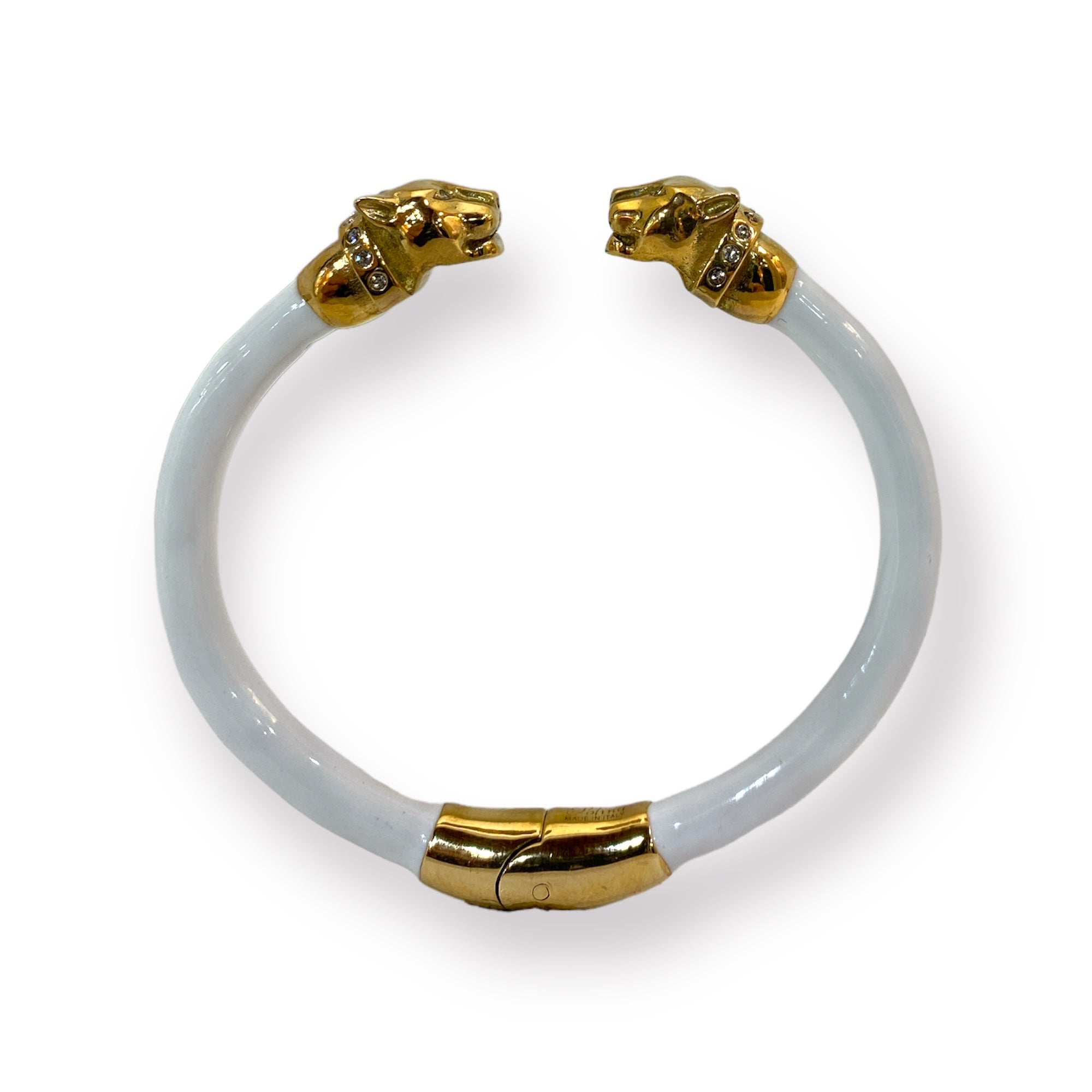 BRACCIALE PANTERA BIANCO TESTA ORO