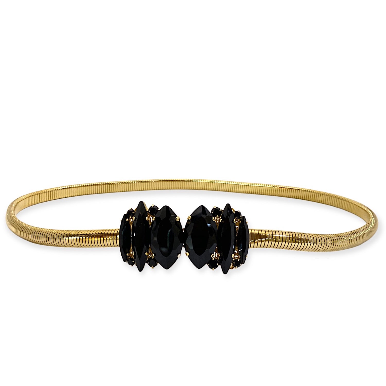 Matilde belt with jewel buckle in black crystals